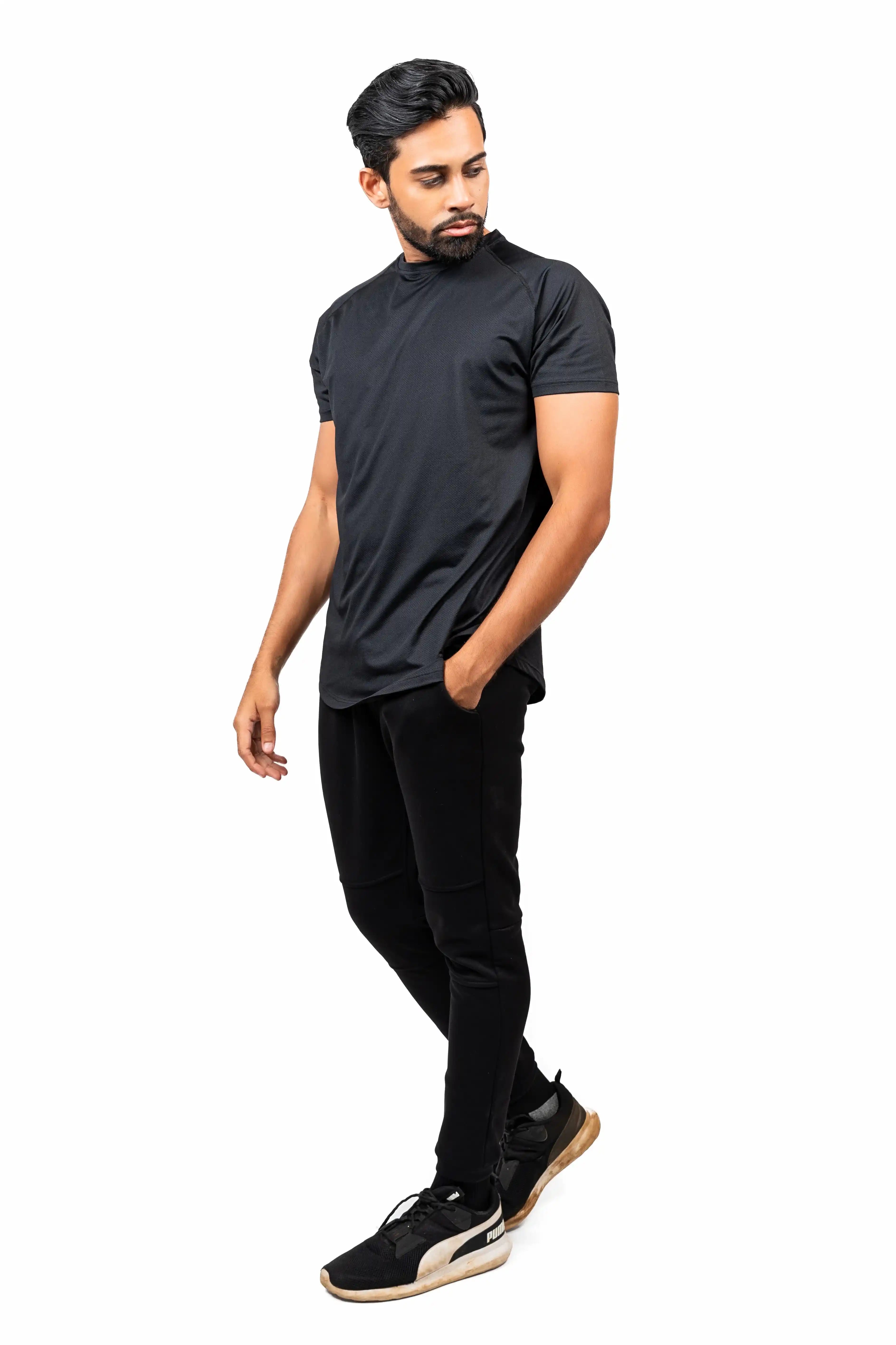 Black Gravity Improved Shirt made from recycled polyester by Nivays