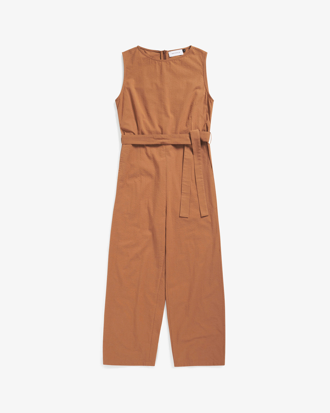 Hellbrauner Jumpsuit Seesucker aus 100% Bio-Baumwolle von Rotholz