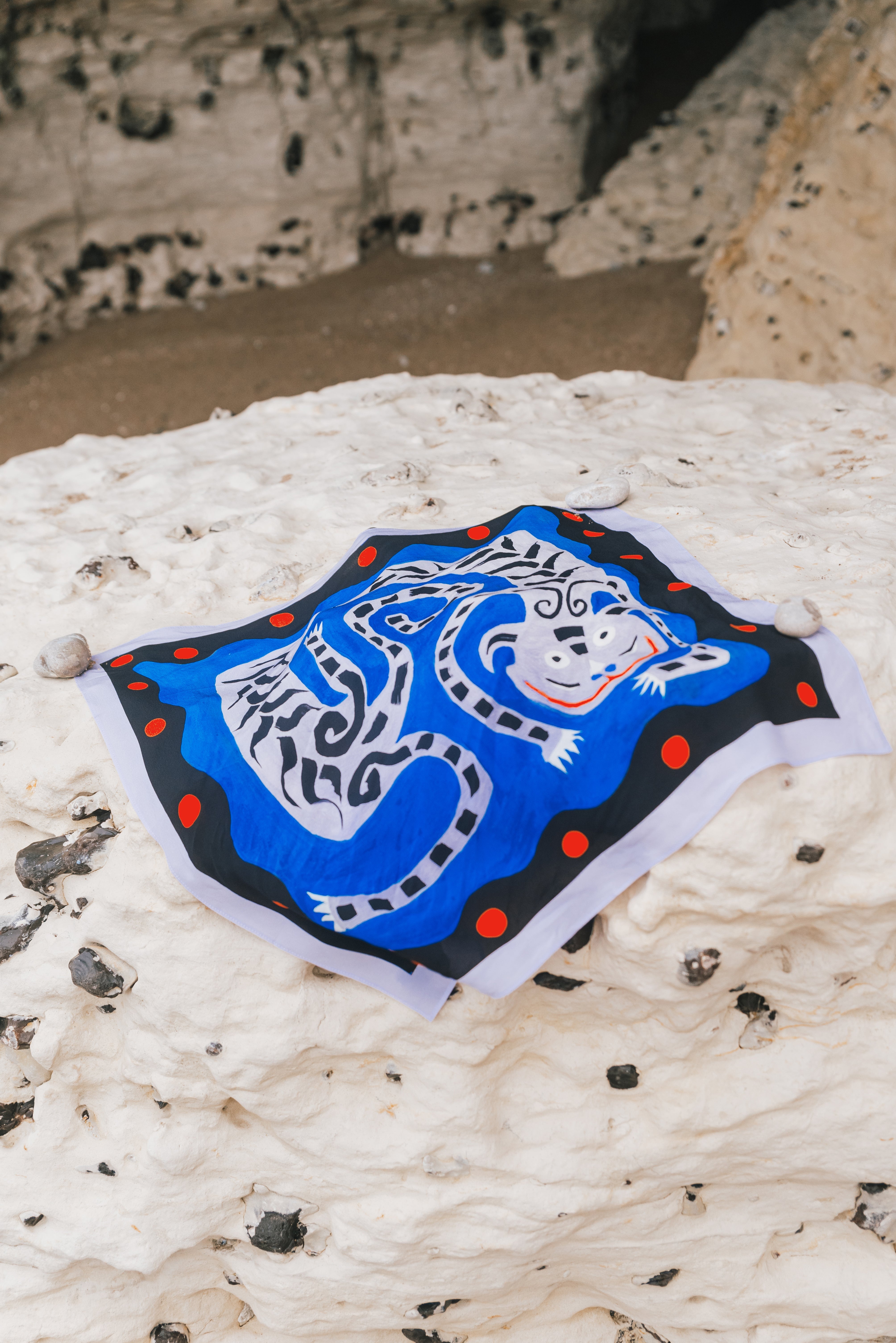 Blue Dragon Foulard made from Ahimsa Peace Silk by Komana