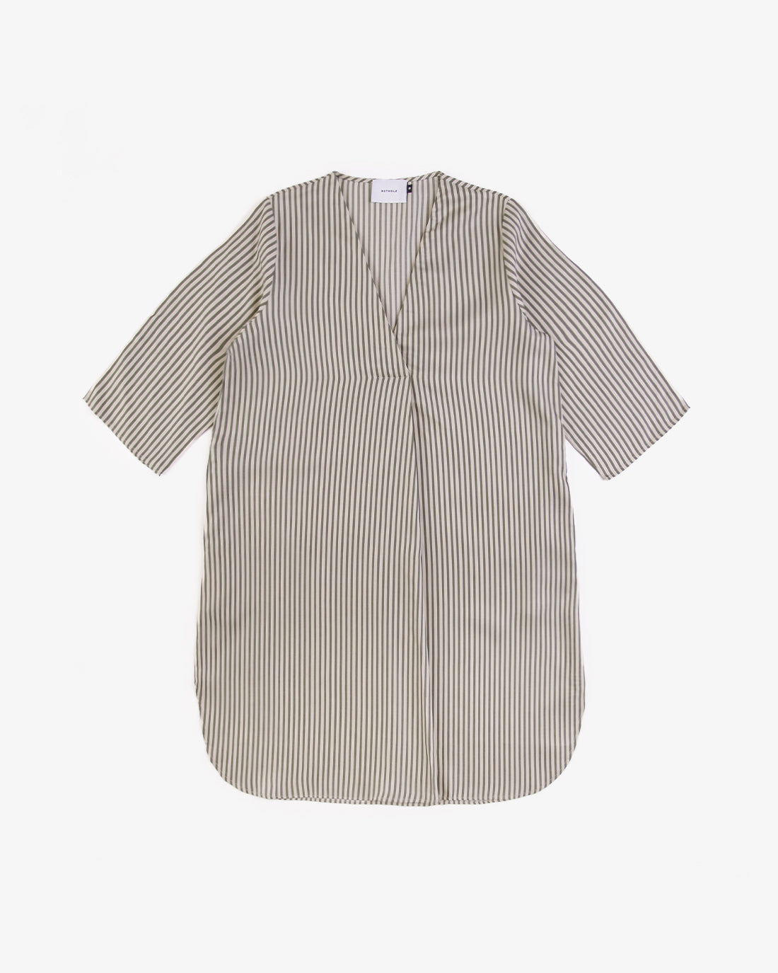 Robe caftan à rayures vertes et blanches en 100% Tencel Lyocell de Rotholz