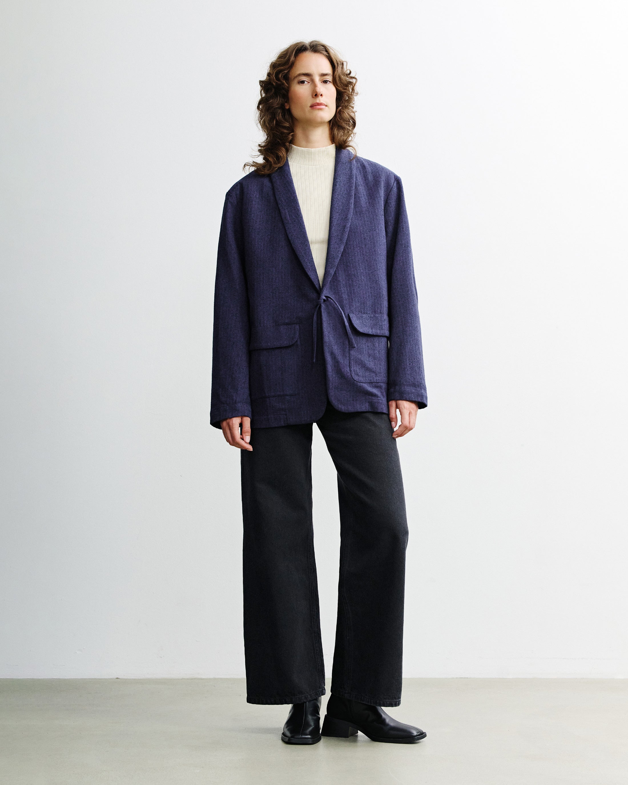 Blauer Blazer Kimono aus 100% Bio-Baumwolle von Rotholz