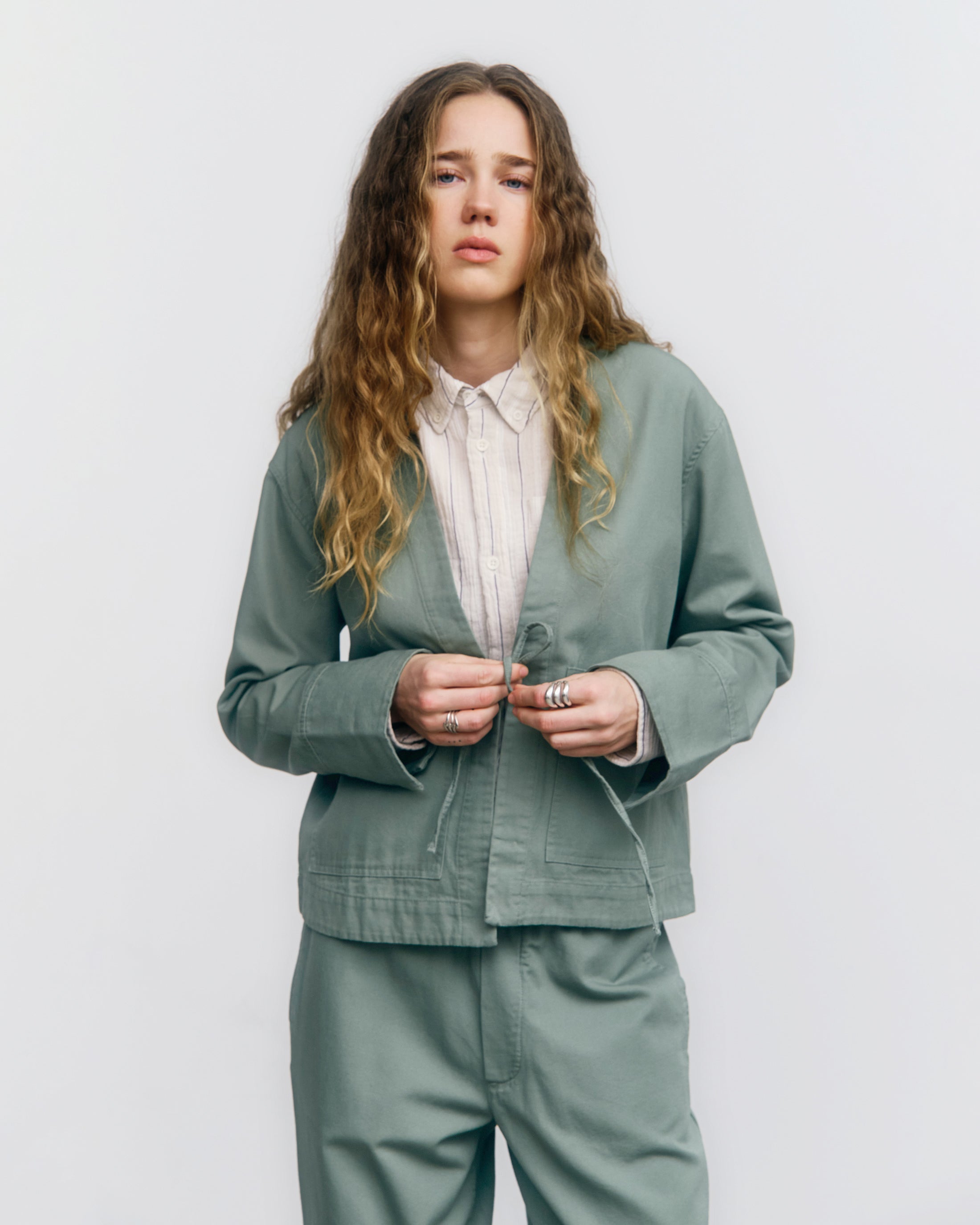 Grüne Jacke Kimono aus Bio-Baumwolle von Rotholz