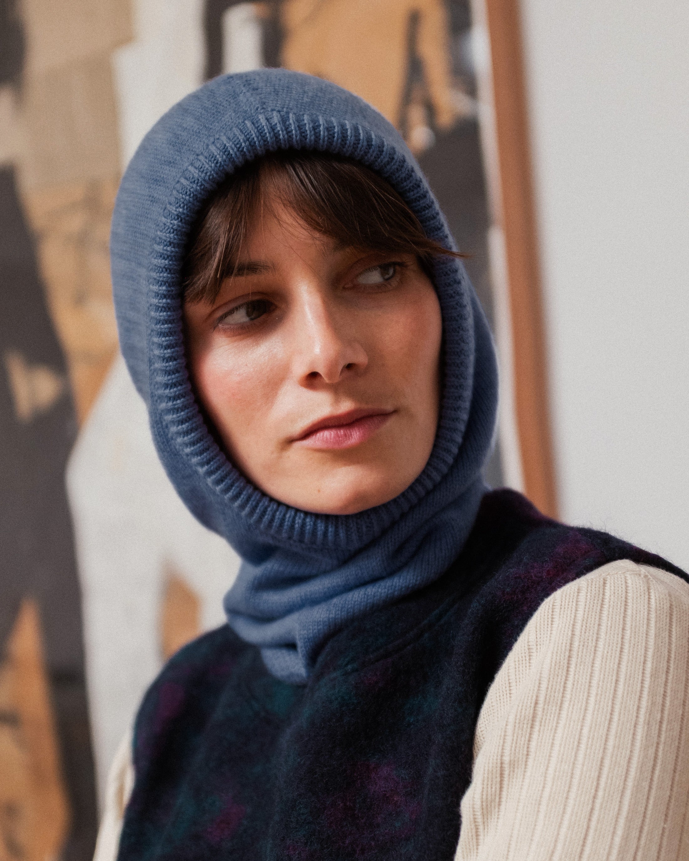 Hellblaue Balaclava aus Merinowolle von Rotholz