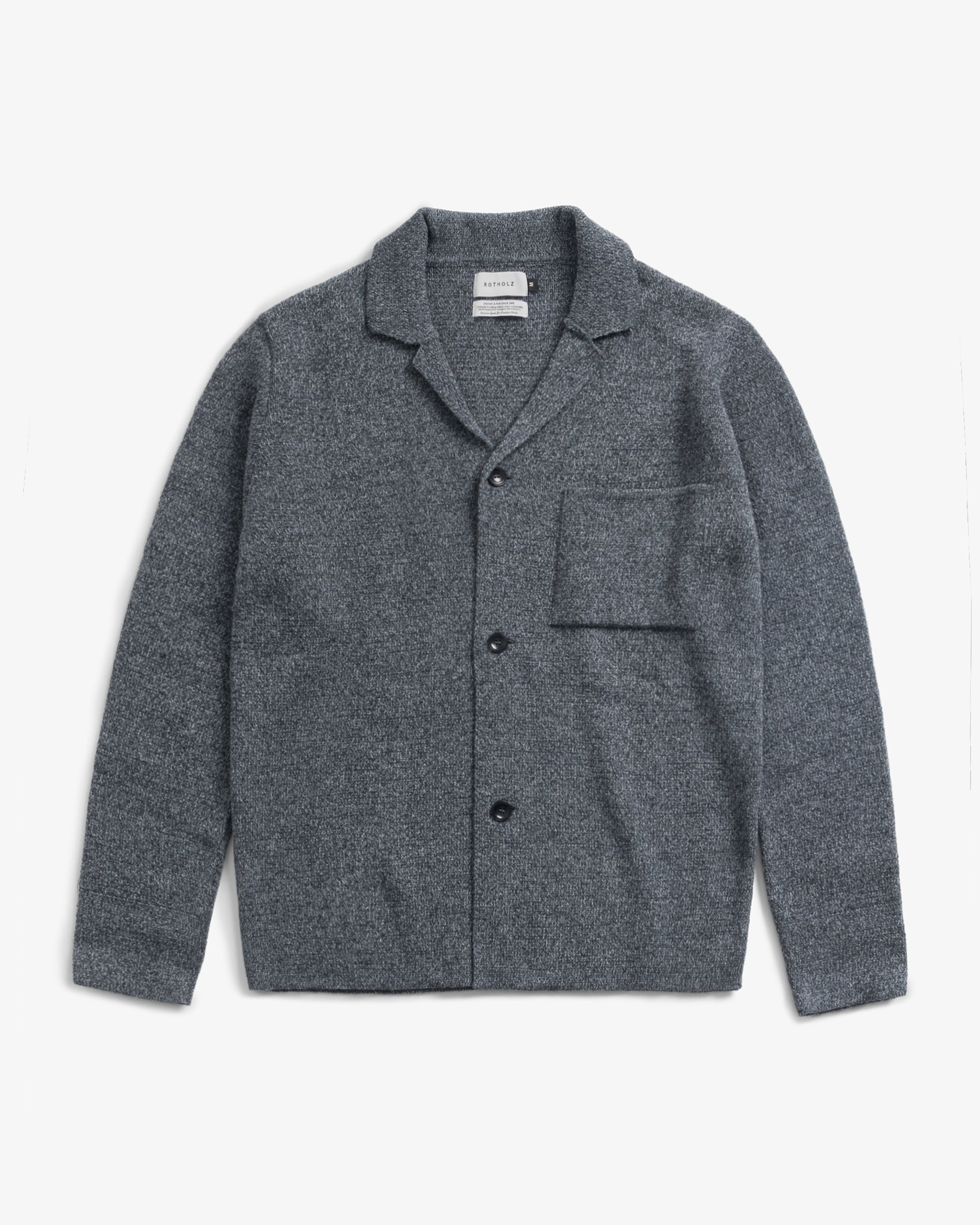 Grau Melange Strickjacke aus recycelter Wolle von Rotholz