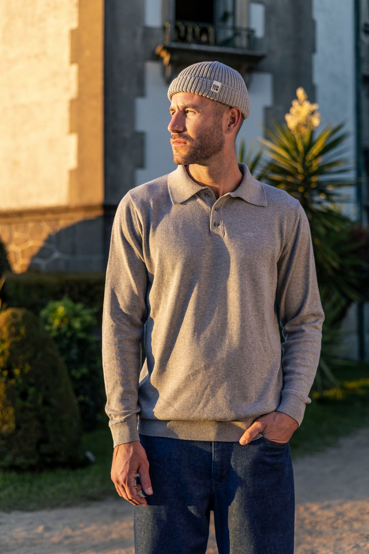 Knit Polo Longsleeve aus 100% Bio Baumwolle in schwarz von DIRTS