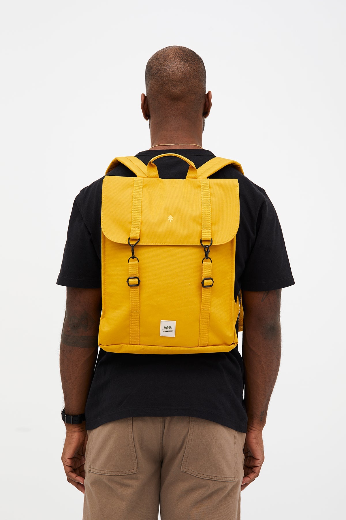 Yellow Handy Metal backpack made from recycled PET from Lefrik