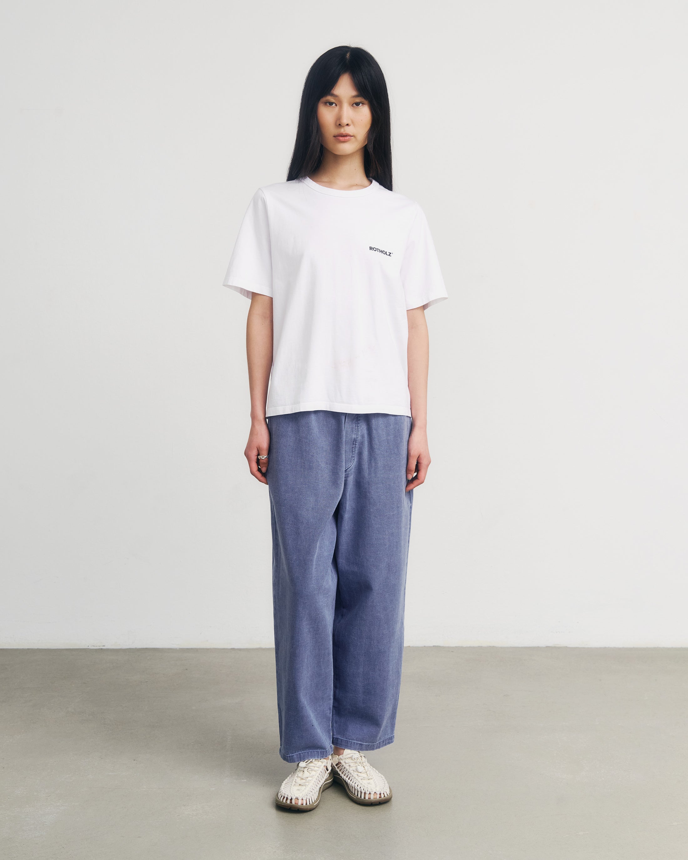 T-shirt blanc imprimé citron en coton bio par Rotholz