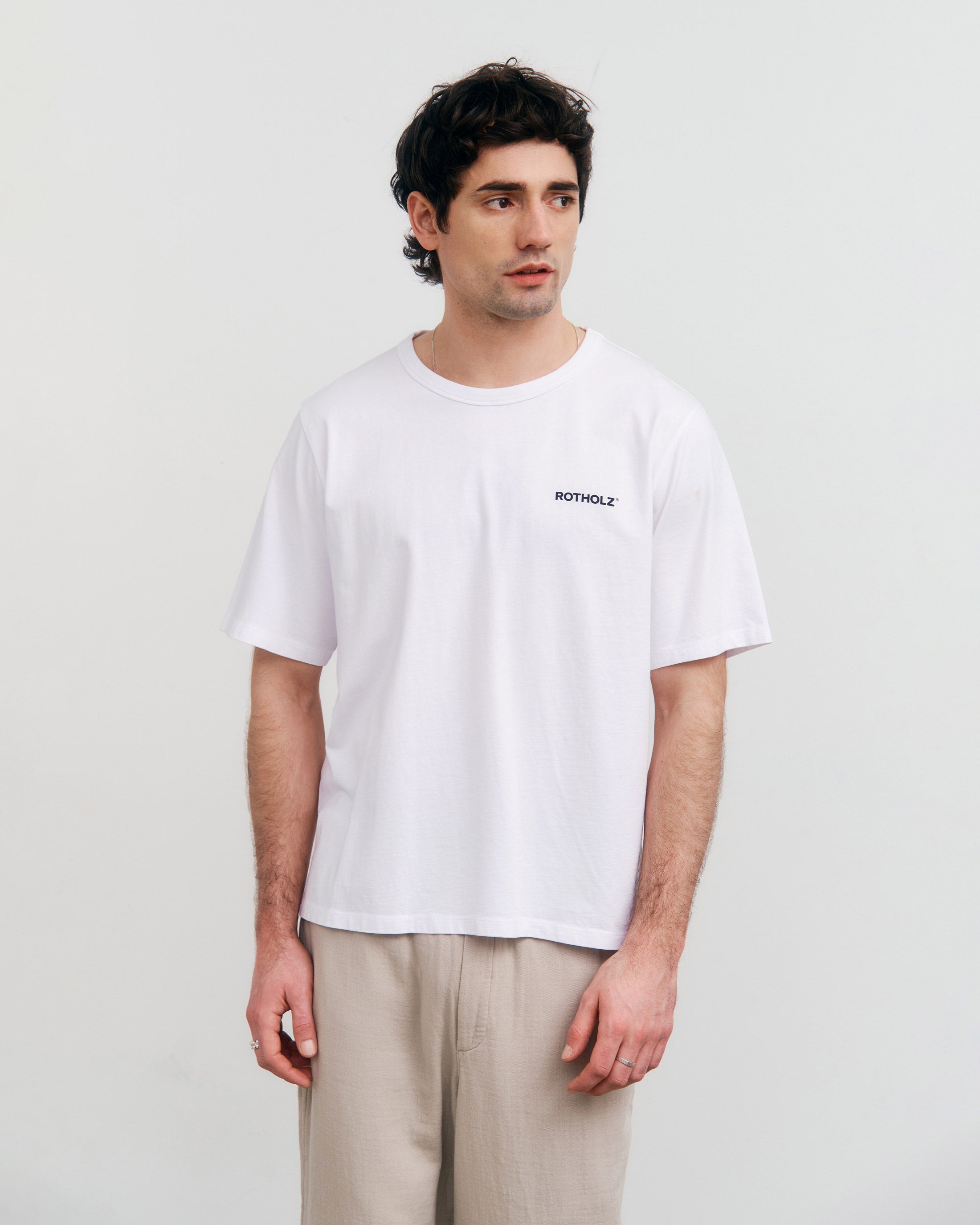 T-shirt blanc imprimé citron en coton bio par Rotholz
