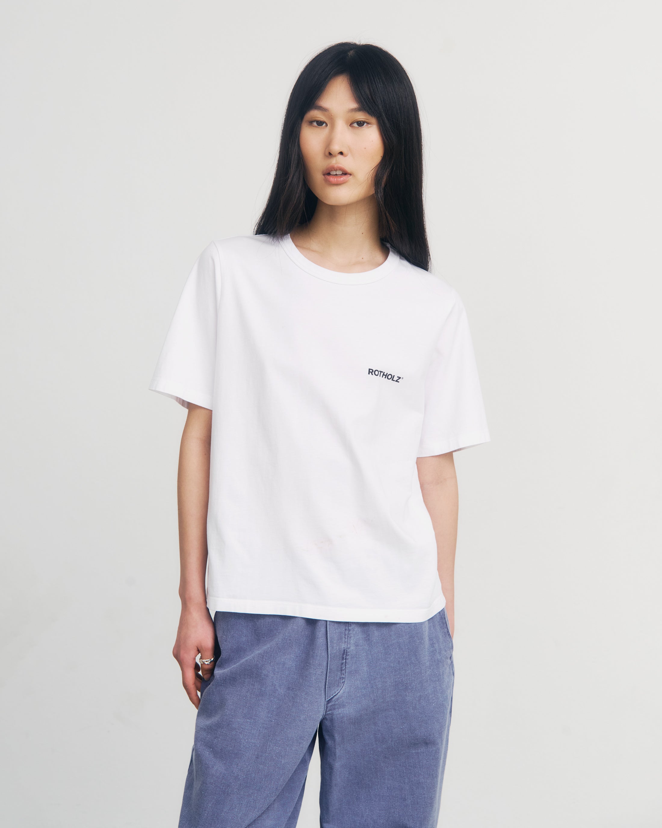T-shirt blanc imprimé citron en coton bio par Rotholz