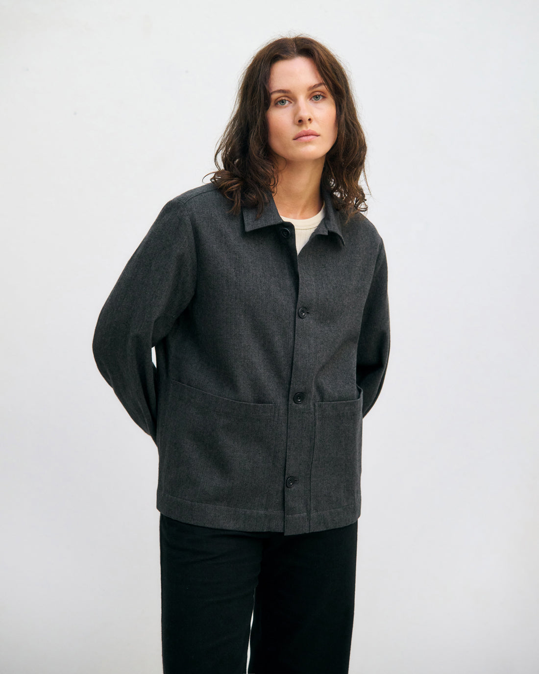Graue leichte Jacke Herringbone aus 100% Bio-Baumwolle von Rotholz