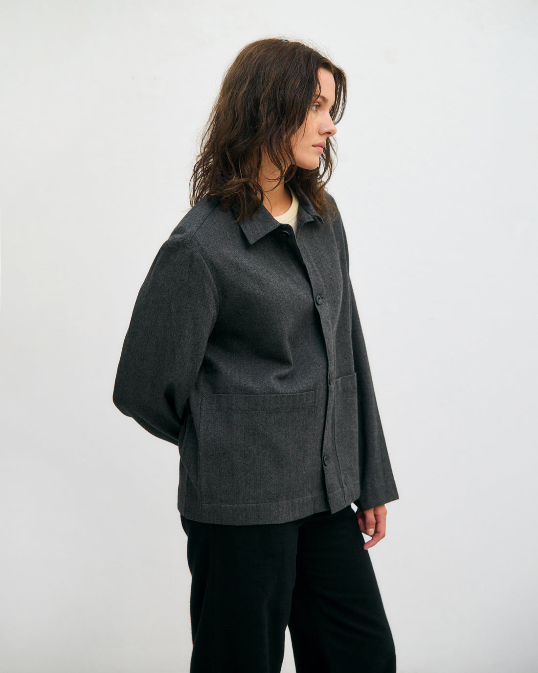 Graue leichte Jacke Herringbone aus 100% Bio-Baumwolle von Rotholz