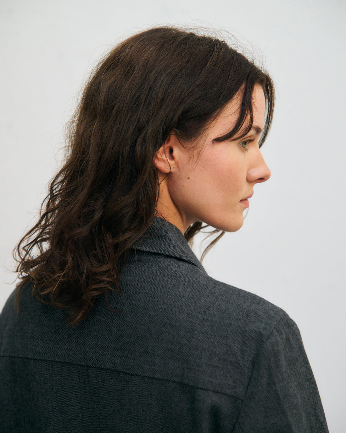 Graue leichte Jacke Herringbone aus 100% Bio-Baumwolle von Rotholz
