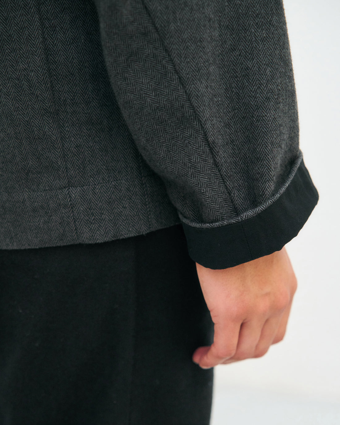 Graue leichte Jacke Herringbone aus 100% Bio-Baumwolle von Rotholz