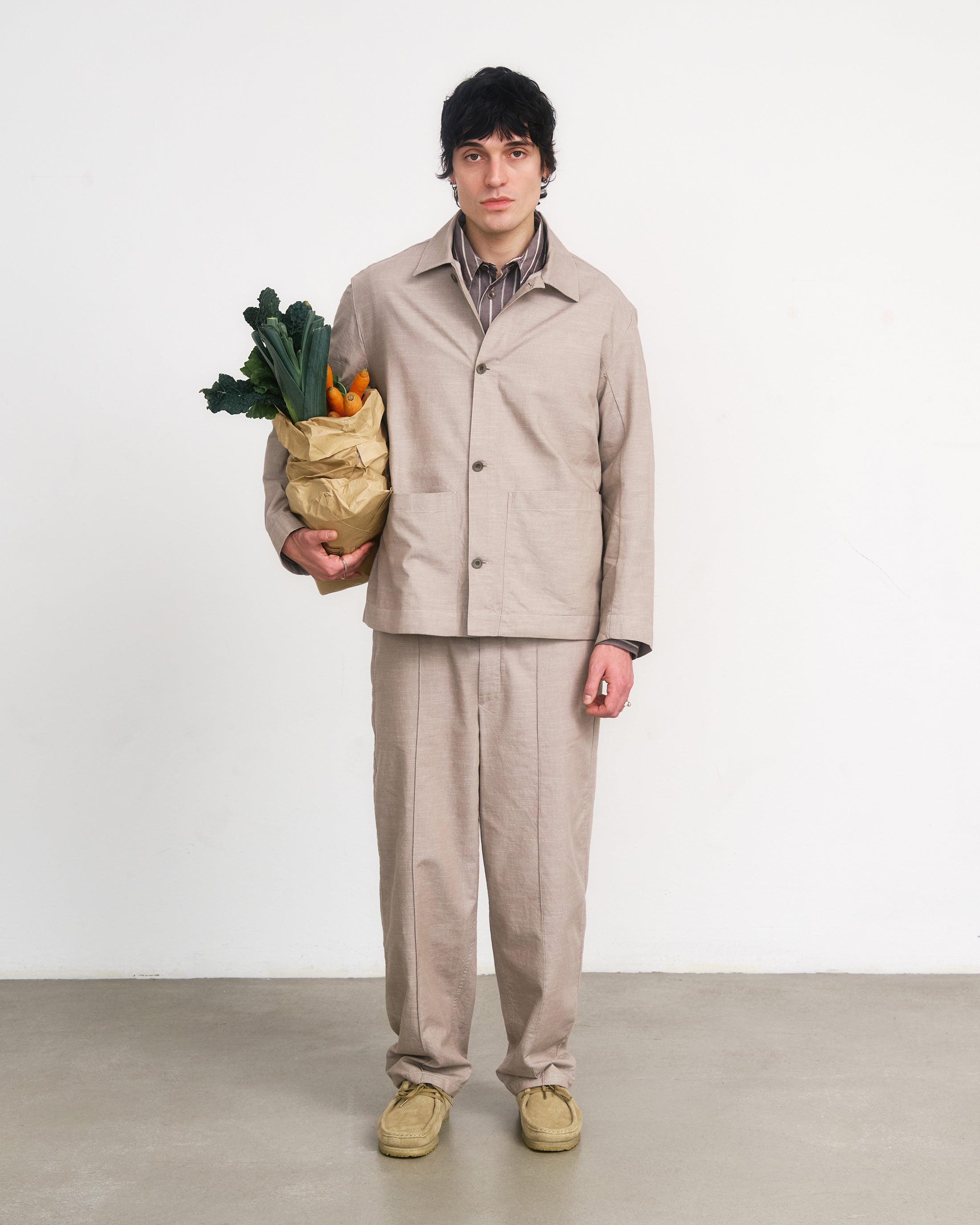 Beige Organic Cotton Workwear Jacket by Rotholz