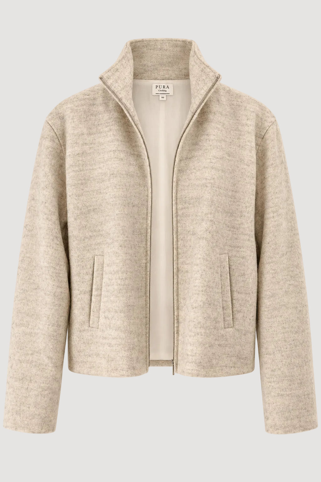 Beige Jacke Signature aus 100% Bio-Merinowolle von Pura Clothing