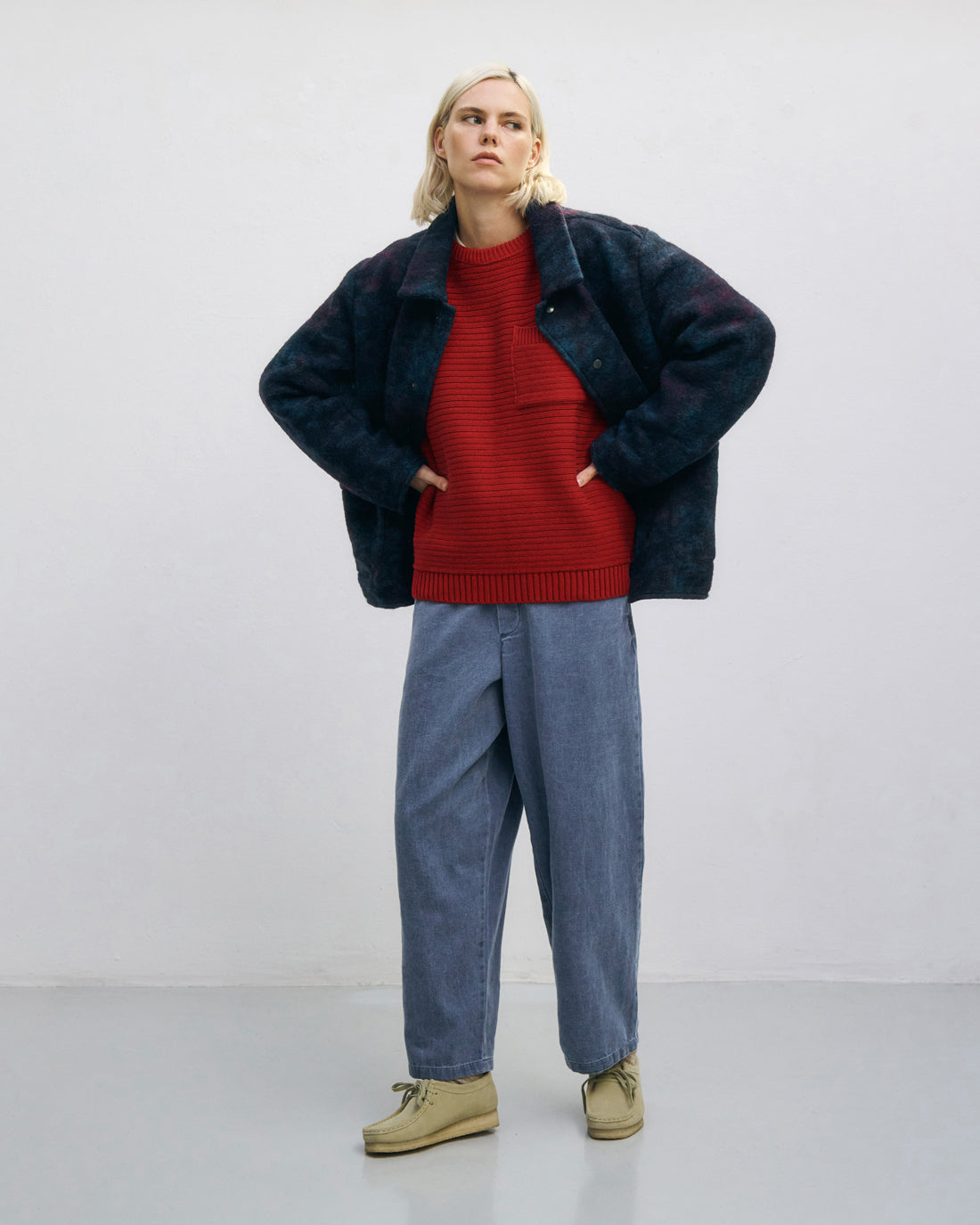 Roter Gerippter Strickpullover aus Bio Baumwolle von Rotholz
