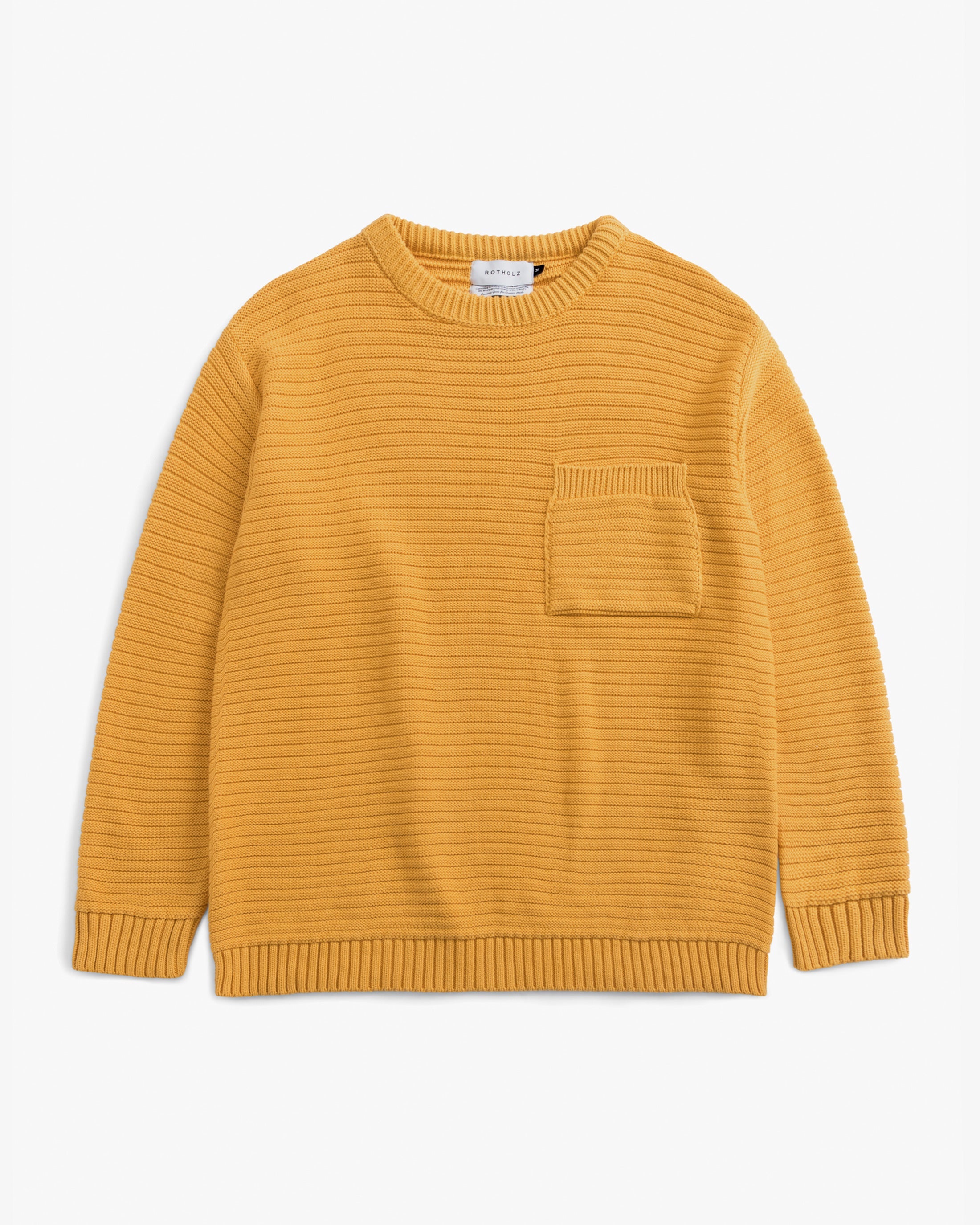 Gelber gerippter Strickpullover aus Bio-Baumwolle von Rotholz