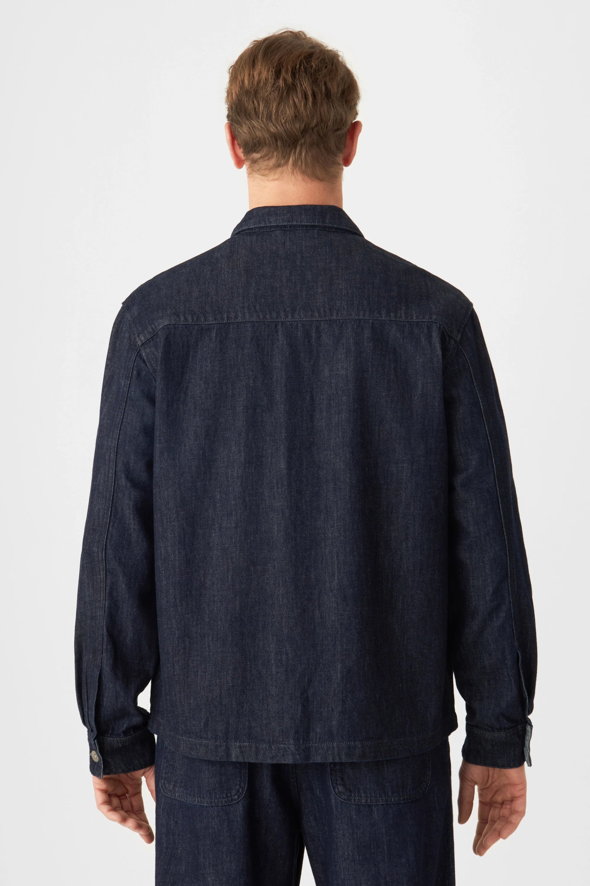 Dark blue SORRY shirt made of organic cotton by Dawn Denim