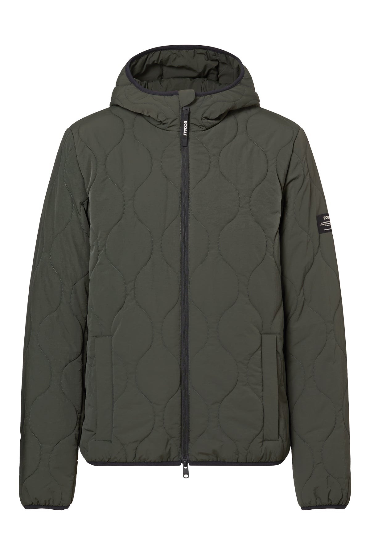 Kurze Jacke mit Kapuze aus recyletem Polyester (PET Flaschen) von ECOALF in oliv