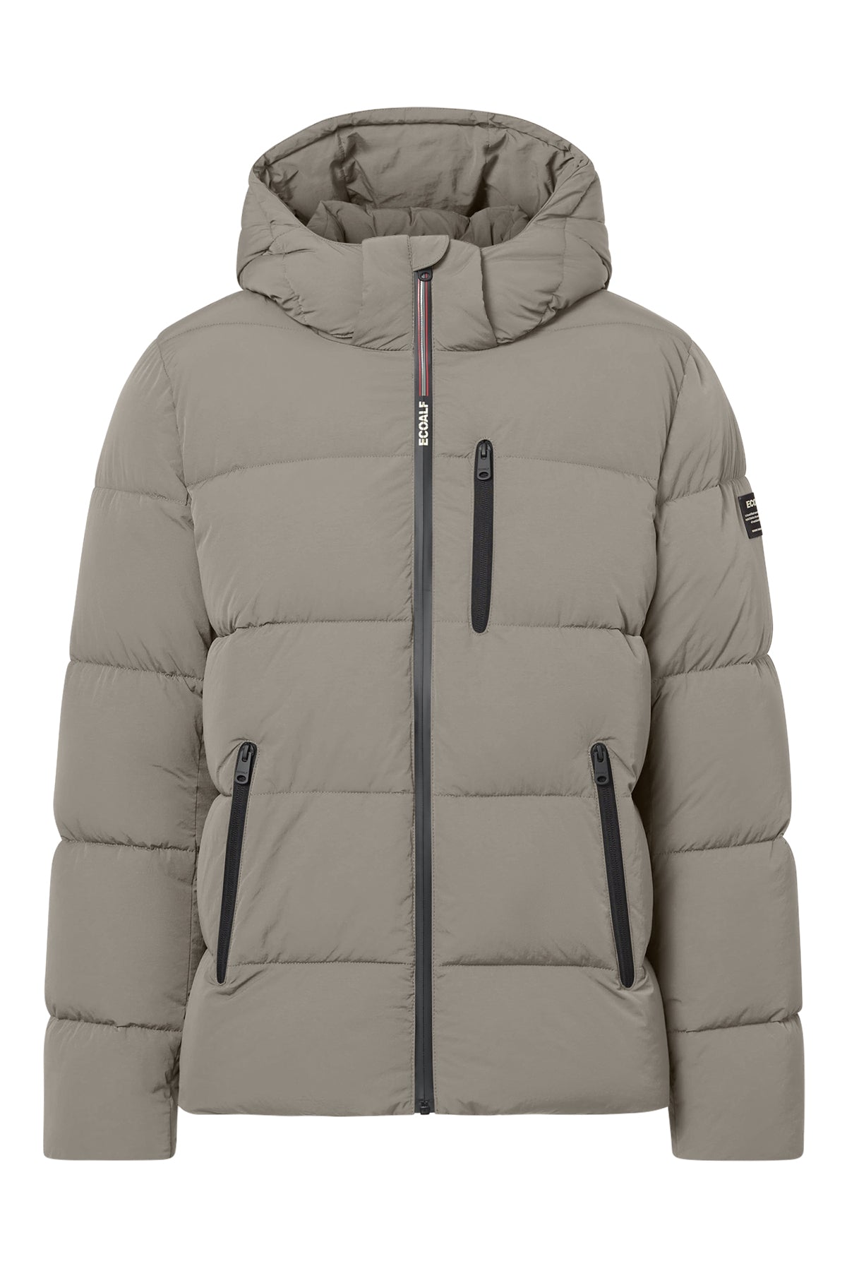 Doudoune courte en polyester recyclé (bouteilles PET) de la marque ECOALF en gris clair