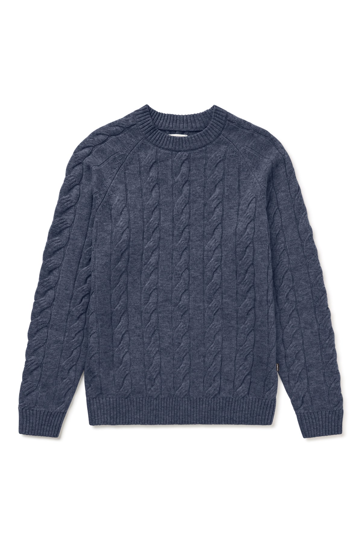 Strickpullover mit Rundhalsaussschnitt aus 100% recyleter Wolle von ECOALF in mittelblau meliert