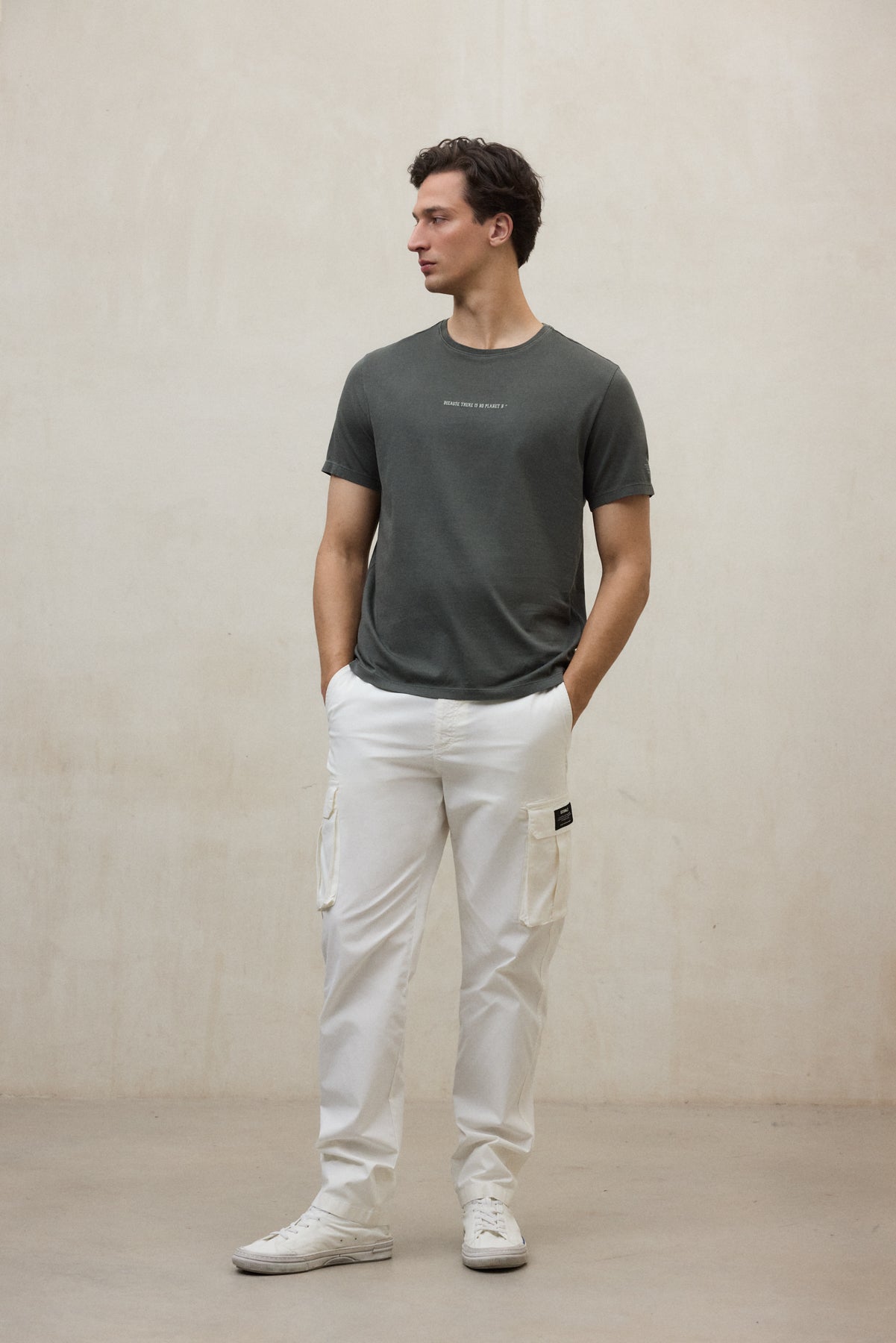 T-shirt en coton recyclé ECOALF en mélange marron avec imprimé