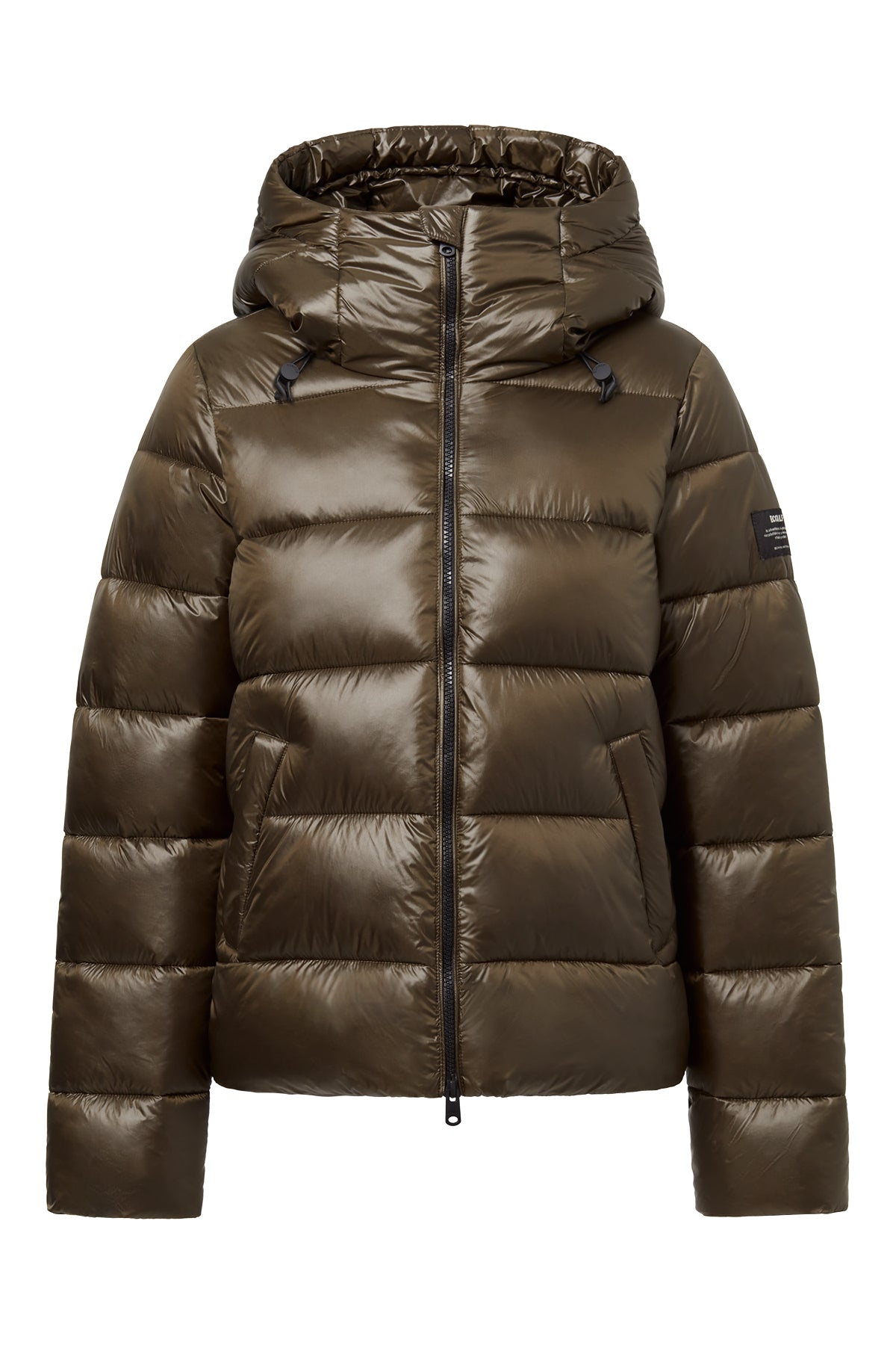 Down jacket made of 100% recycled polyester (PET bottles) by ECOALF in dark olive