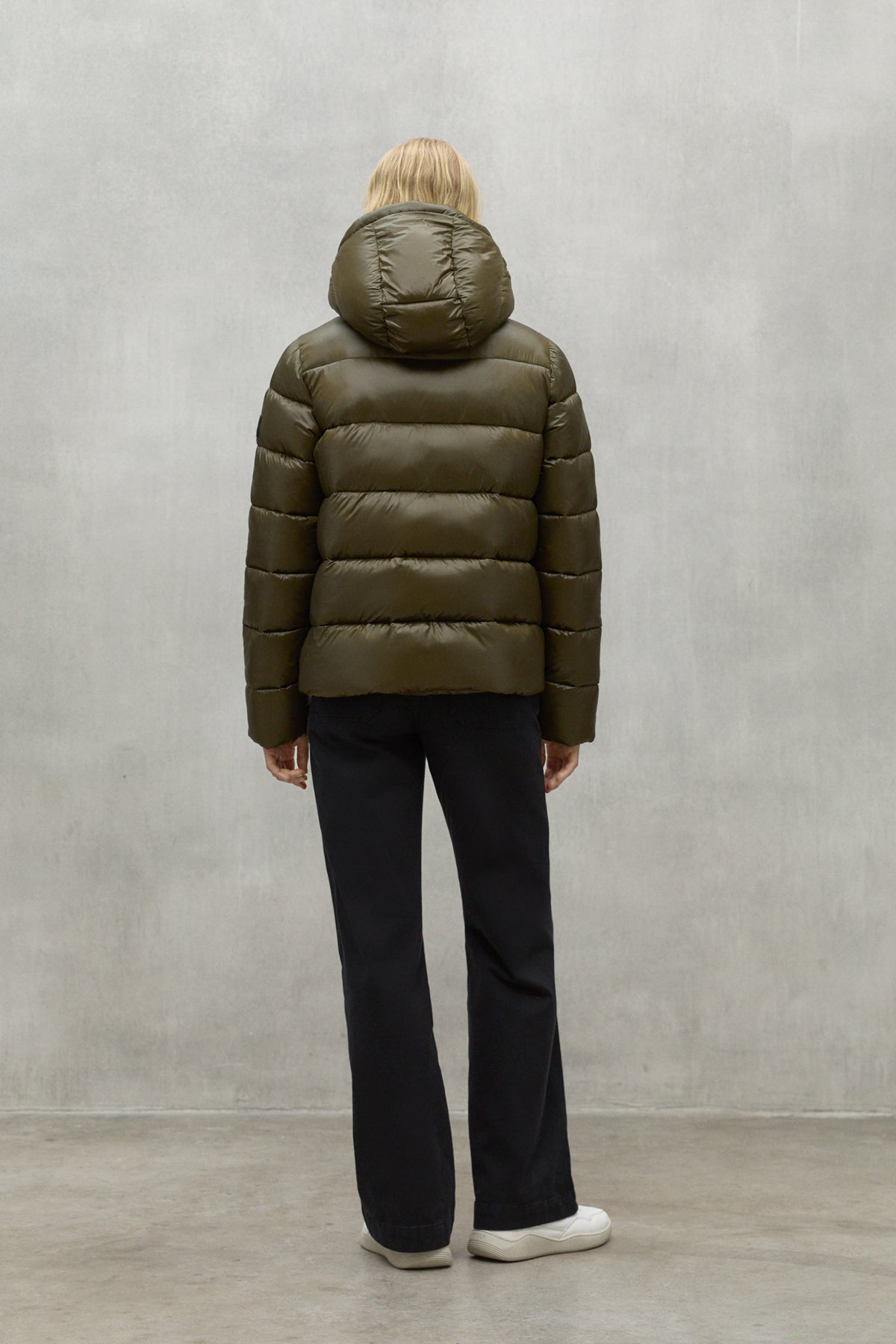 Down jacket made of 100% recycled polyester (PET bottles) by ECOALF in dark olive