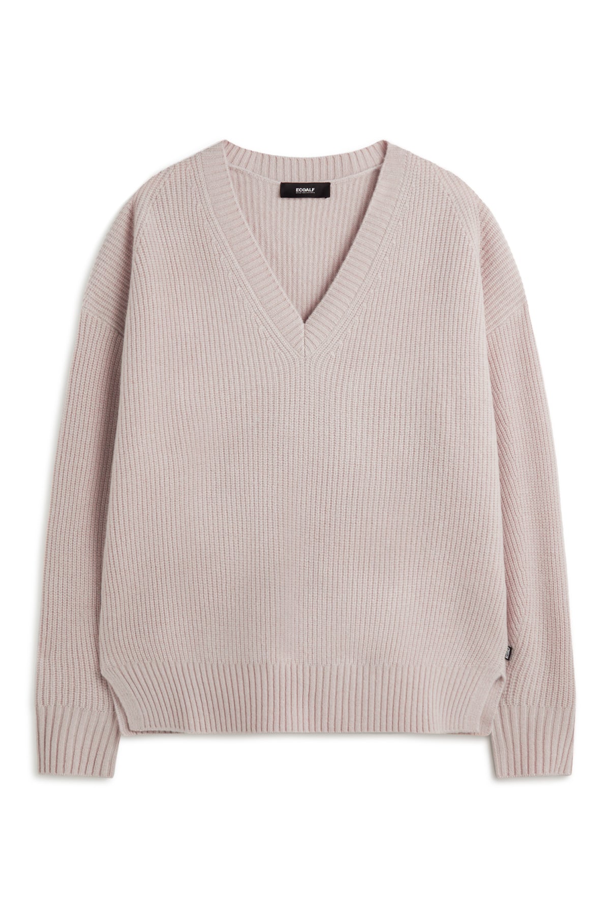 Elegant knitted sweater made of 100% recycled cotton by ECOALF in light pink