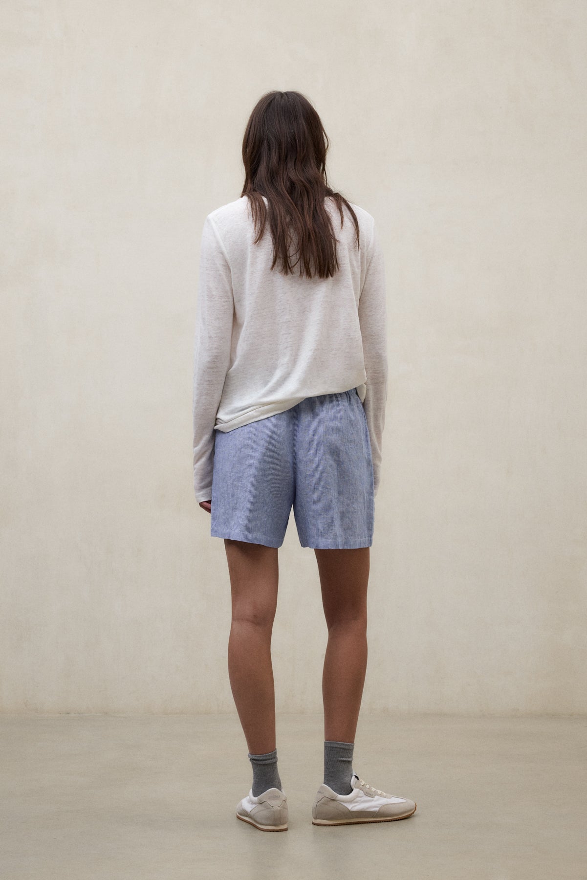 Kurze Hose ERAS aus Leinen von ECOALF blau weiss gestreift