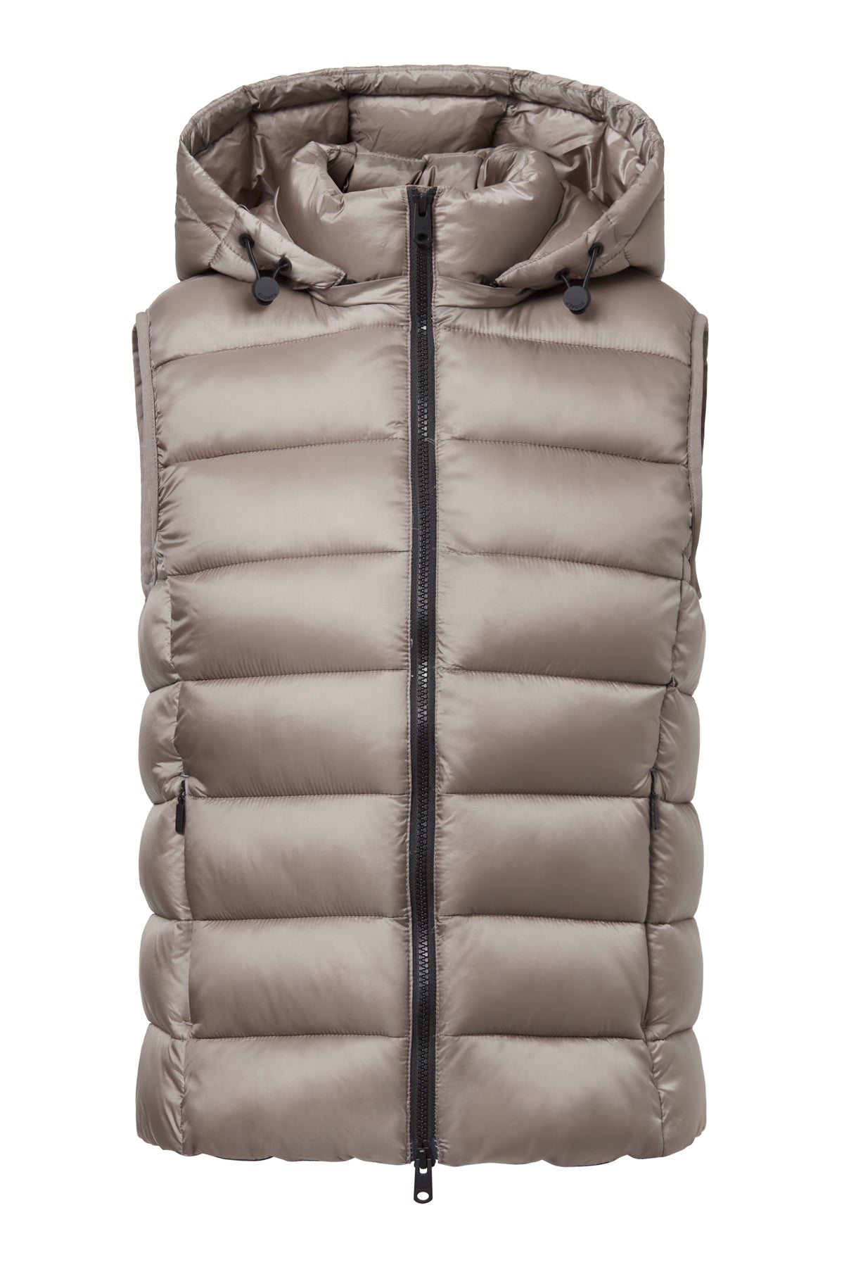 Aoraki down vest made from 100% recycled nylon by ECOALF in metallic beige