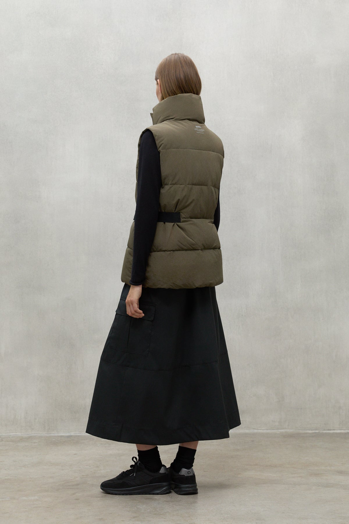 Elegant down vest made of 100% recycled nylon by ECOALF in dark olive