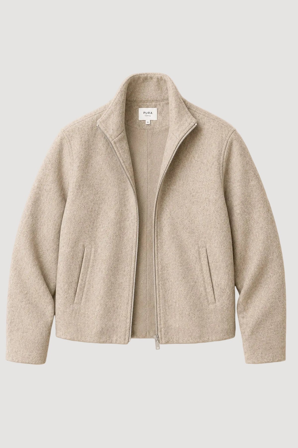 Beige Jacke Signature aus 100% Bio-Merinowolle von Pura Clothing