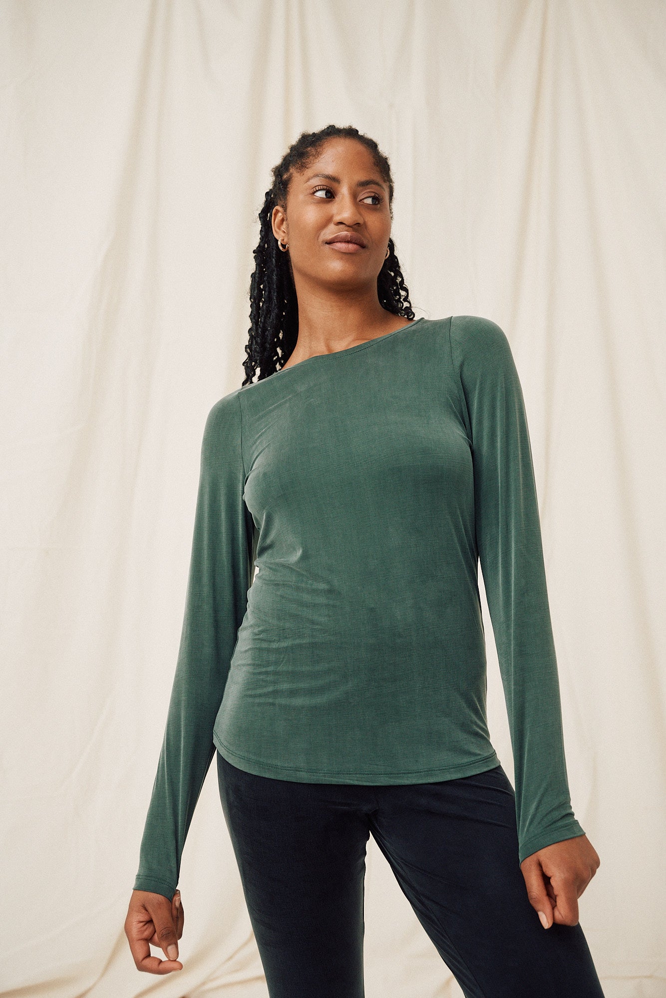 Cupro Long Sleeve - jungle green