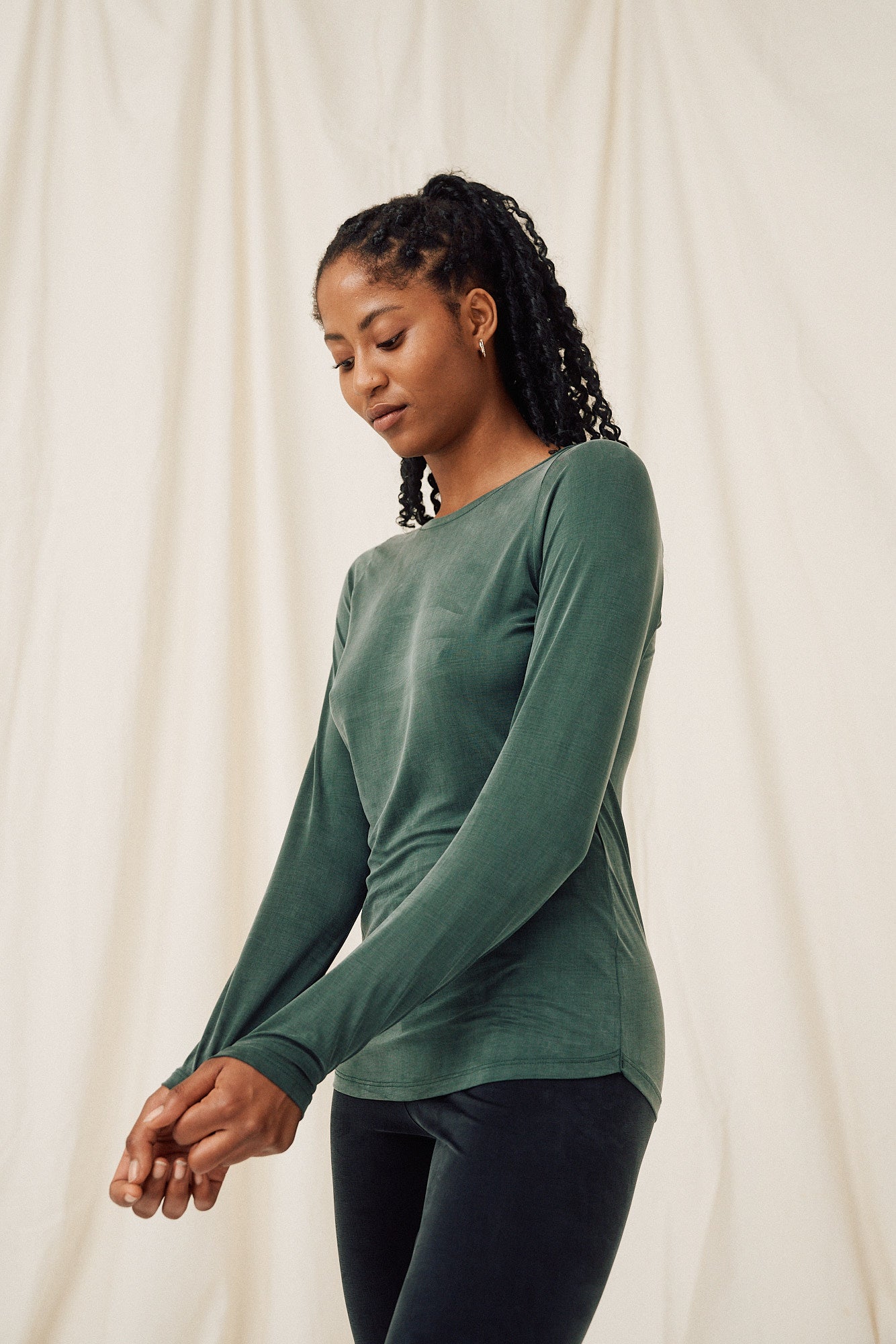 Cupro Long Sleeve - jungle green