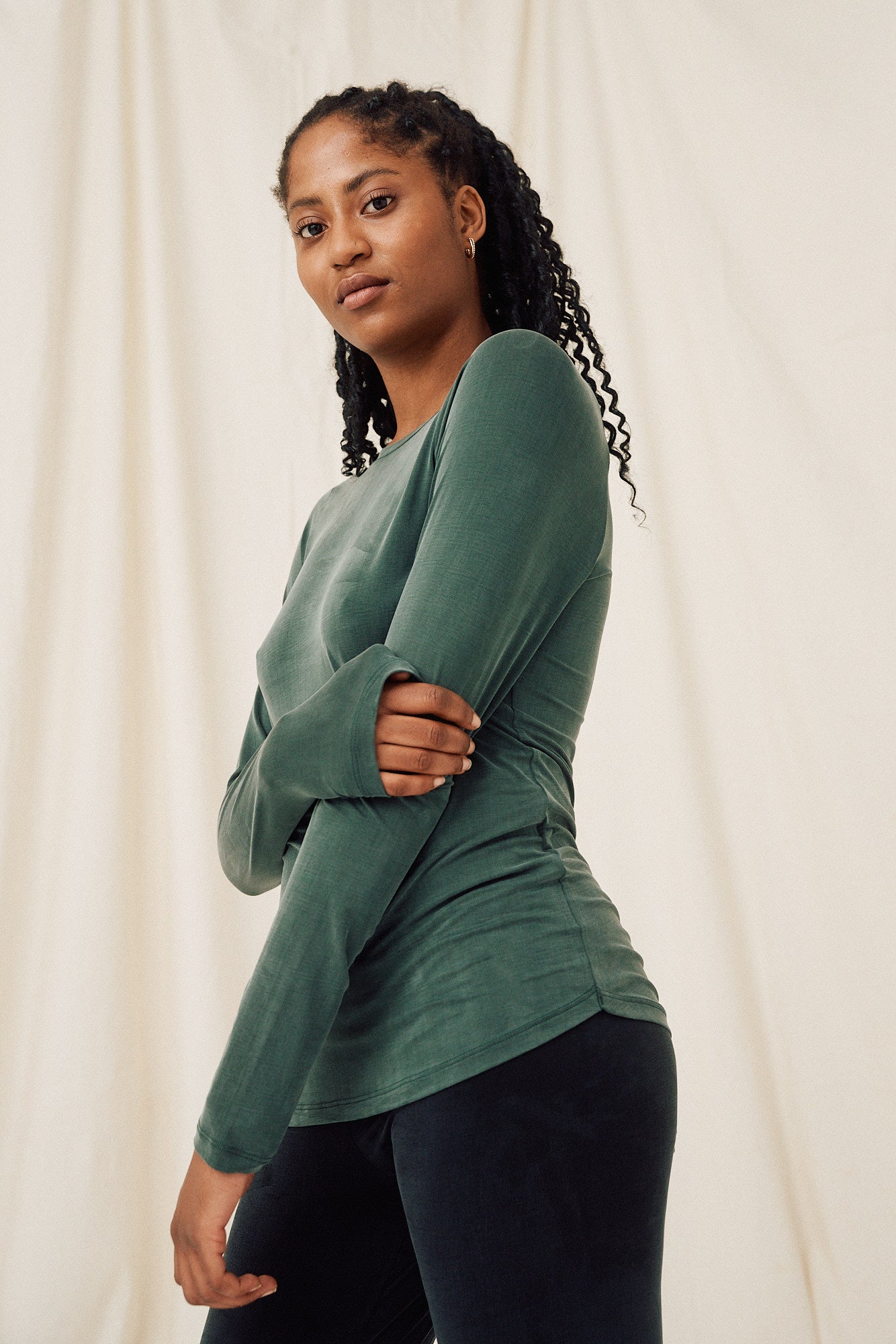 Cupro Long Sleeve - jungle green