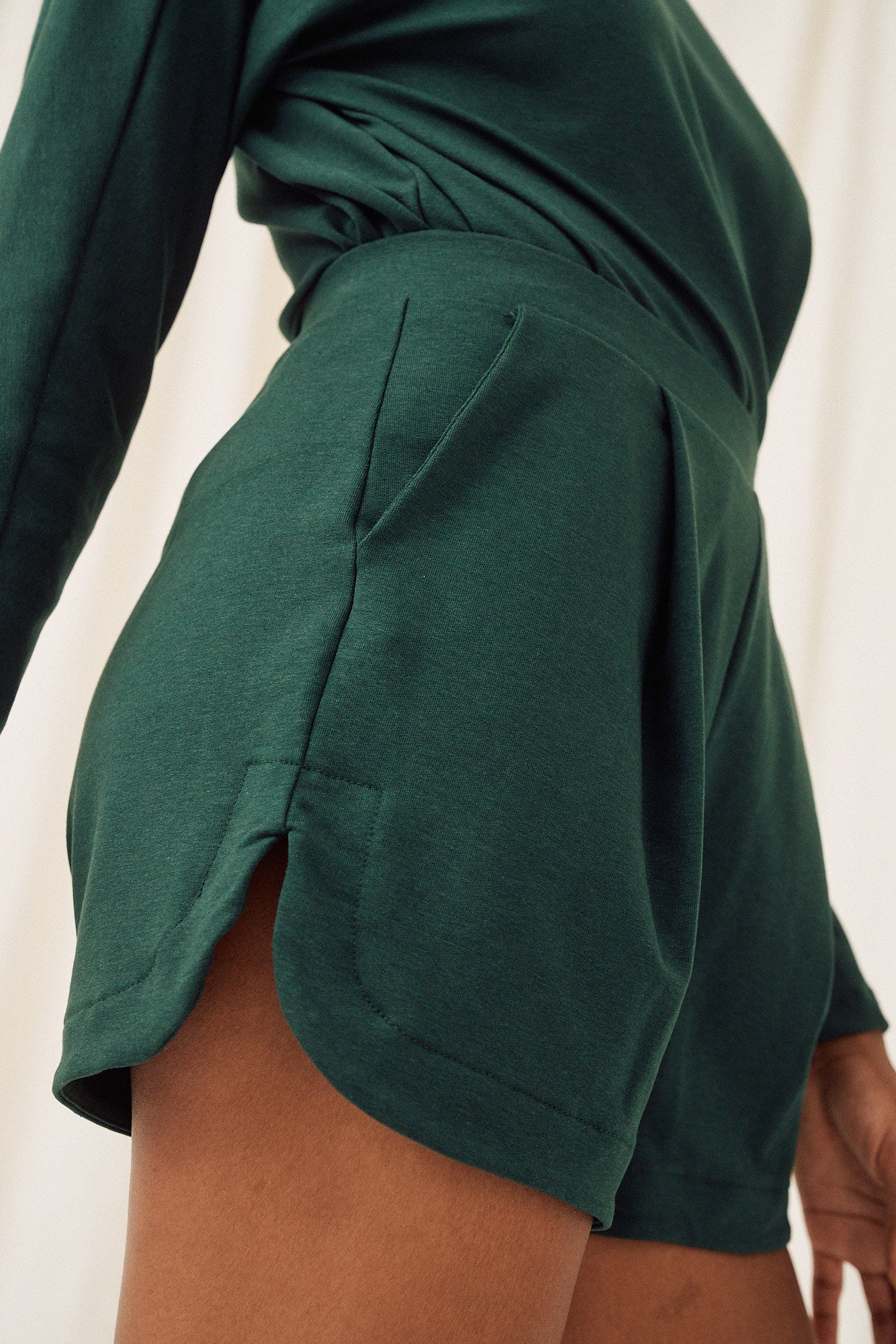 Green formal shorts made of lyocell by MOYA KALA