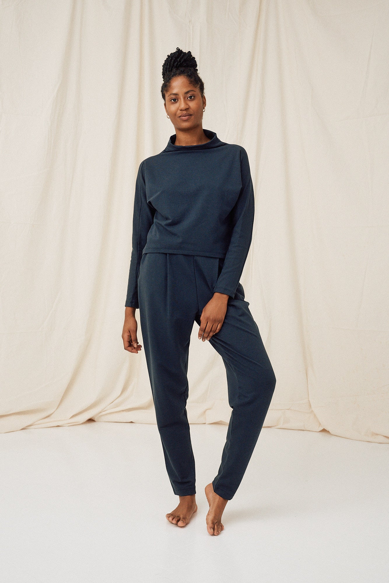 Blue formal crop sweater made of lyocell by MOYA KALA