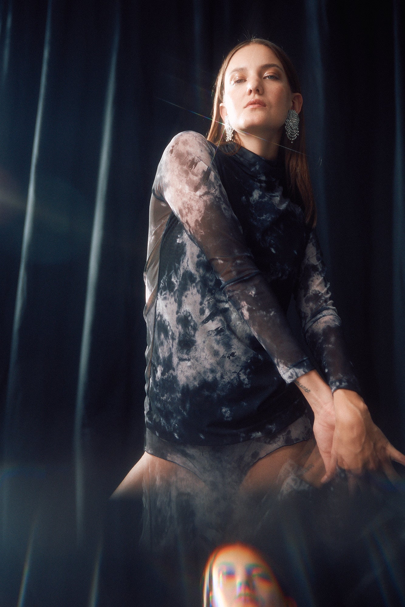 Transparent body sheer made from recycled polyamide by MOYA KALA