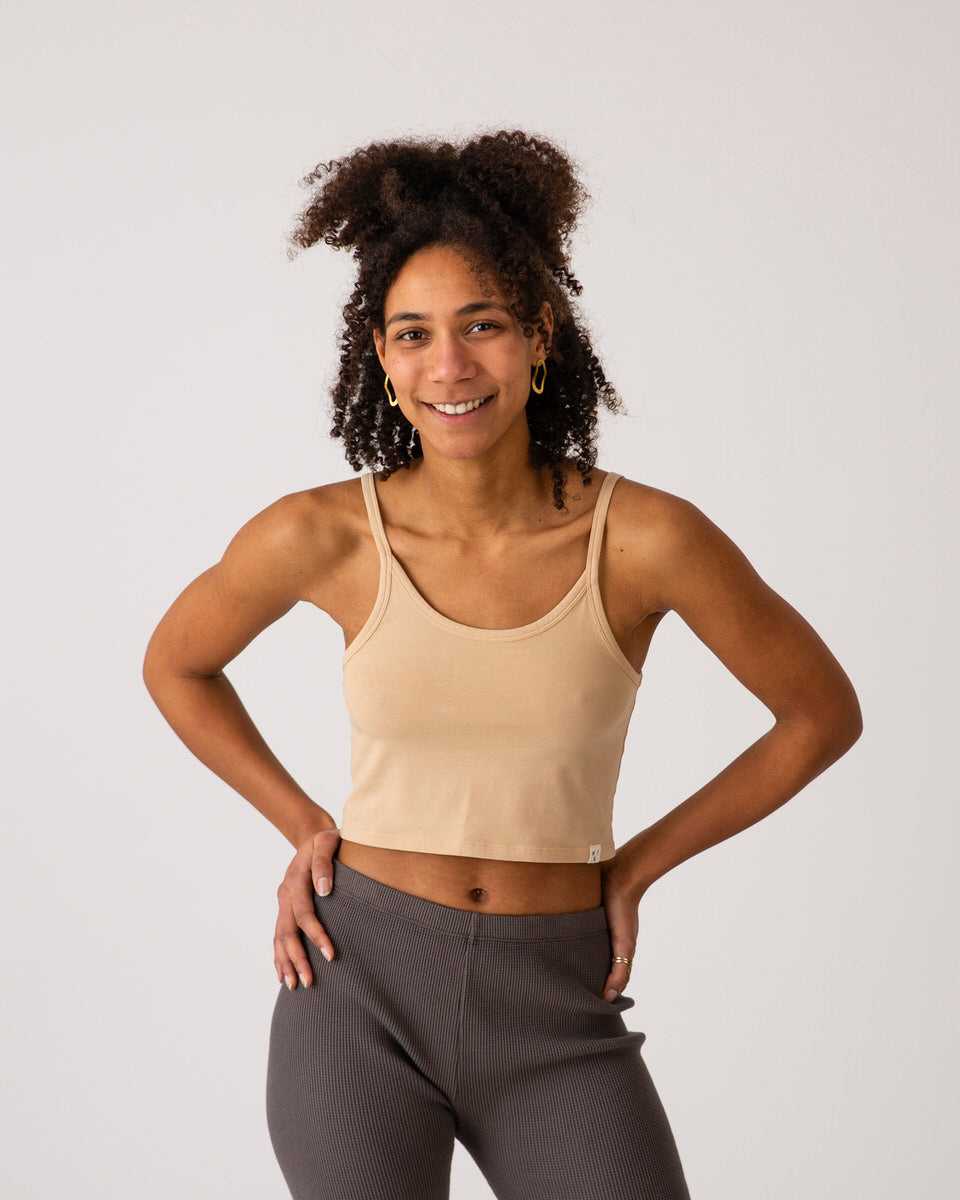 Beige crop top powder made of organic cotton from Matona