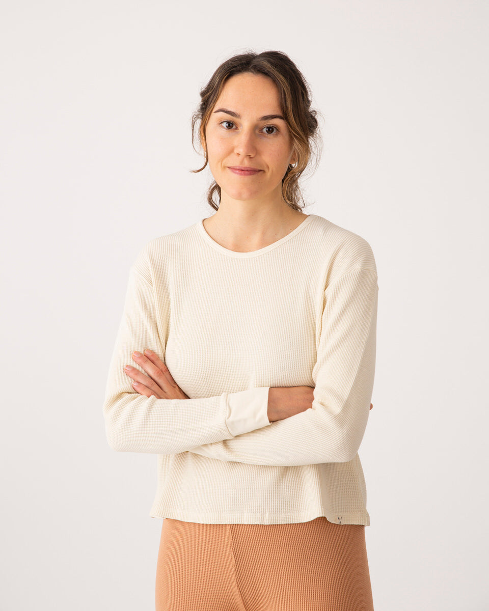 Chemise blanche à manches longues écru en coton de Matona