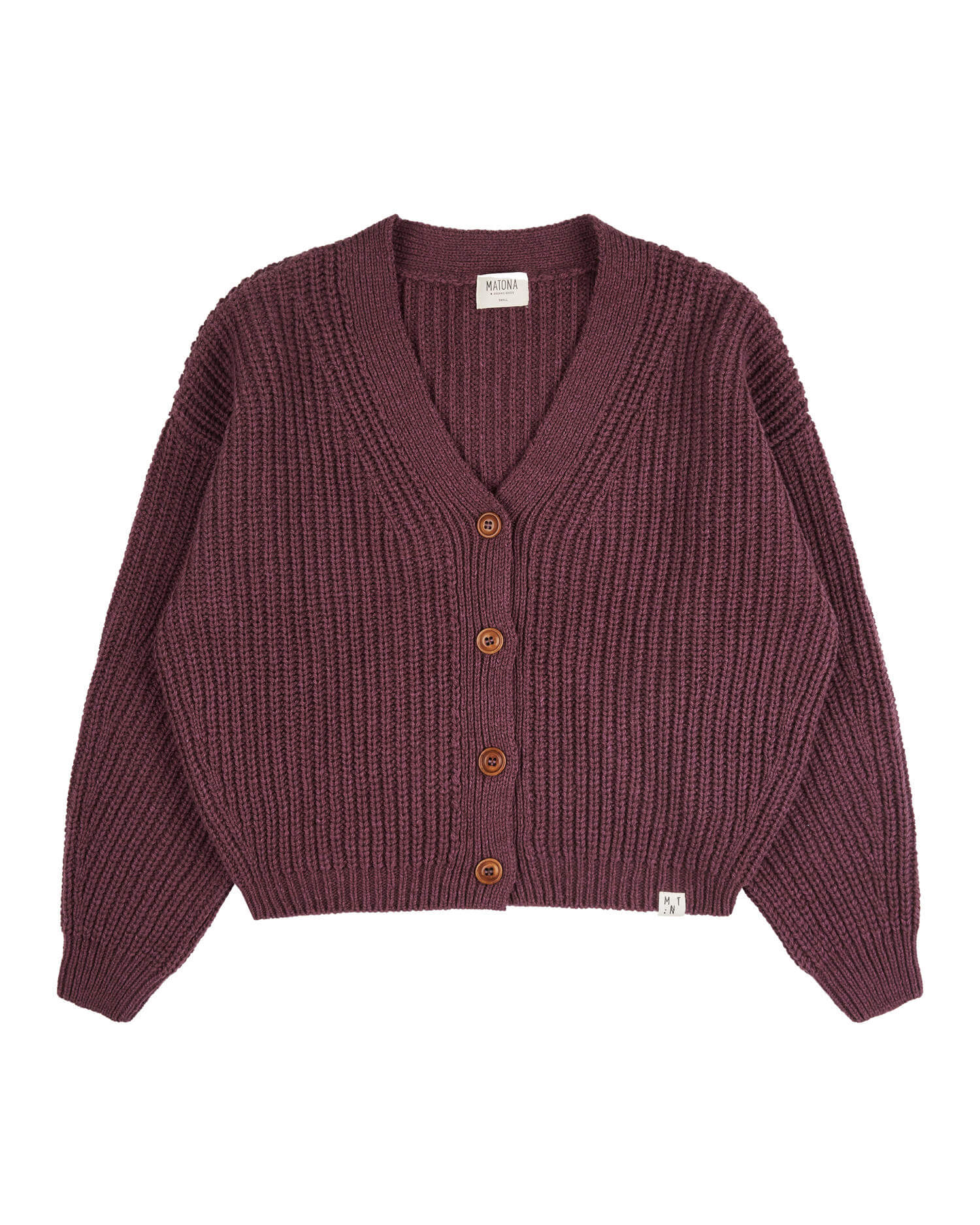 Dark red cardigan made of organic cotton & merino wool by Matona