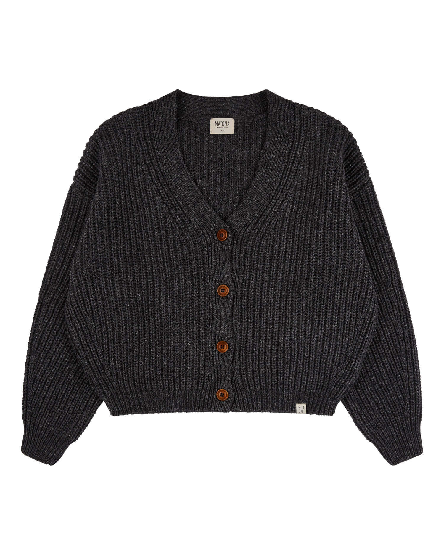 Dark grey cardigan made of organic cotton & merino wool by Matona