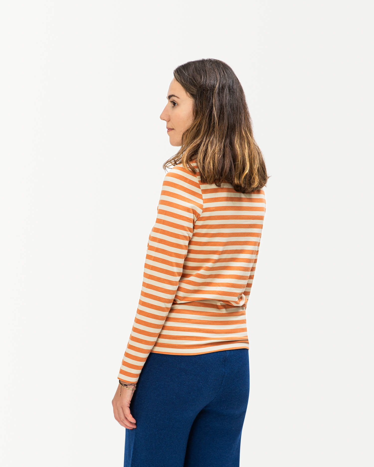 Orange gestreiftes Langarmshirt aus Bio-Baumwolle von Matona