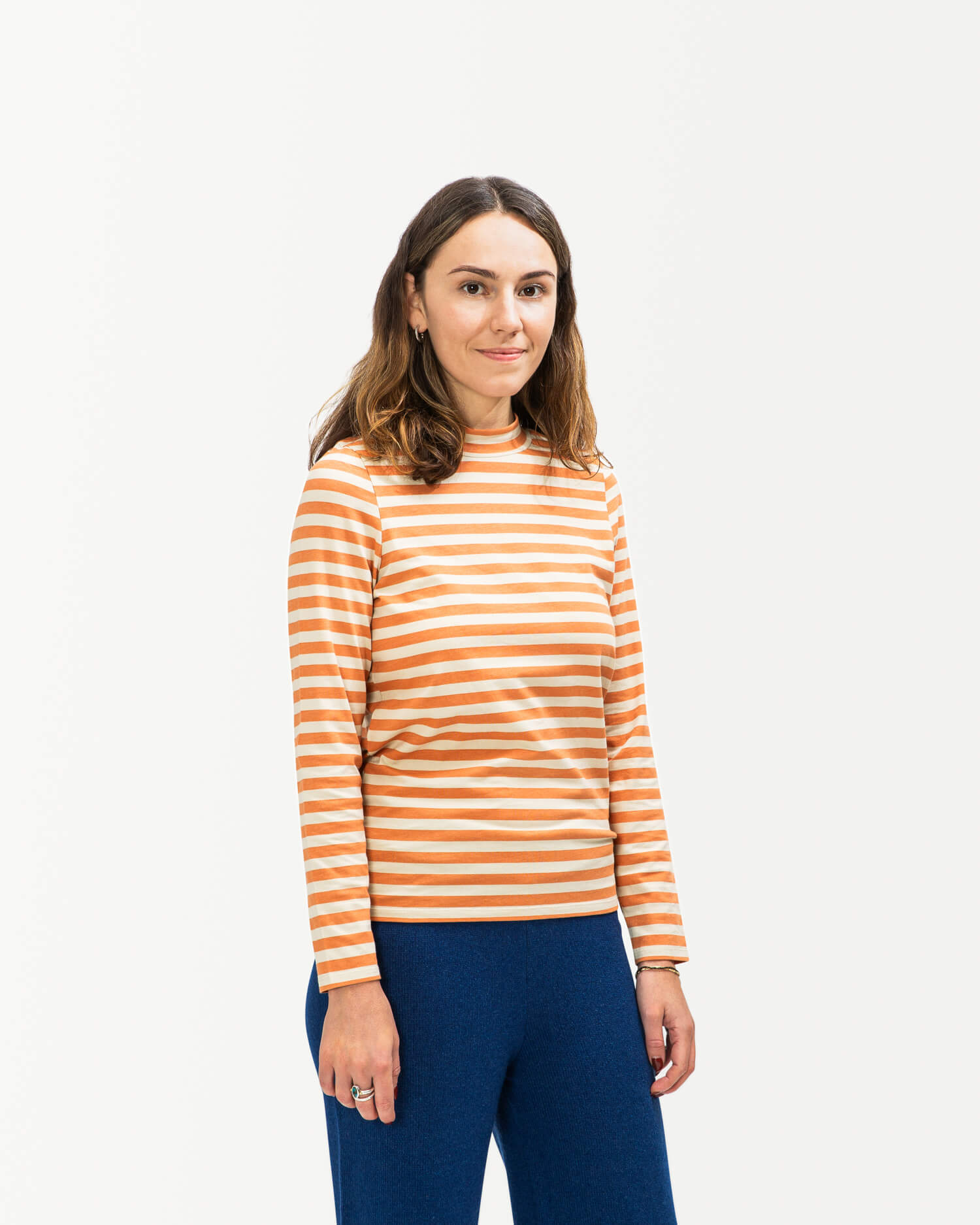 Orange gestreiftes Langarmshirt aus Bio-Baumwolle von Matona