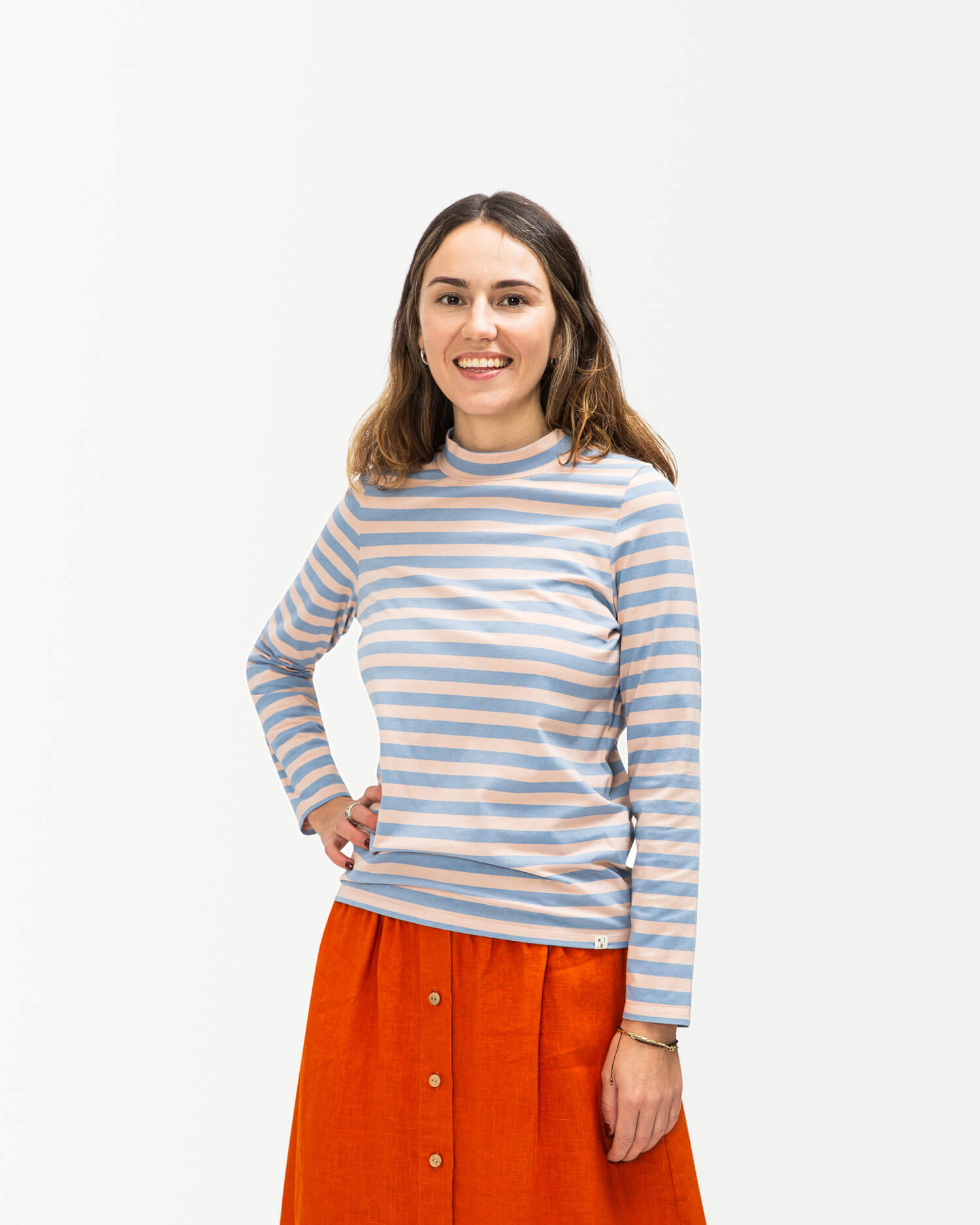Striped long-sleeved shirt made of organic cotton mix by Matona