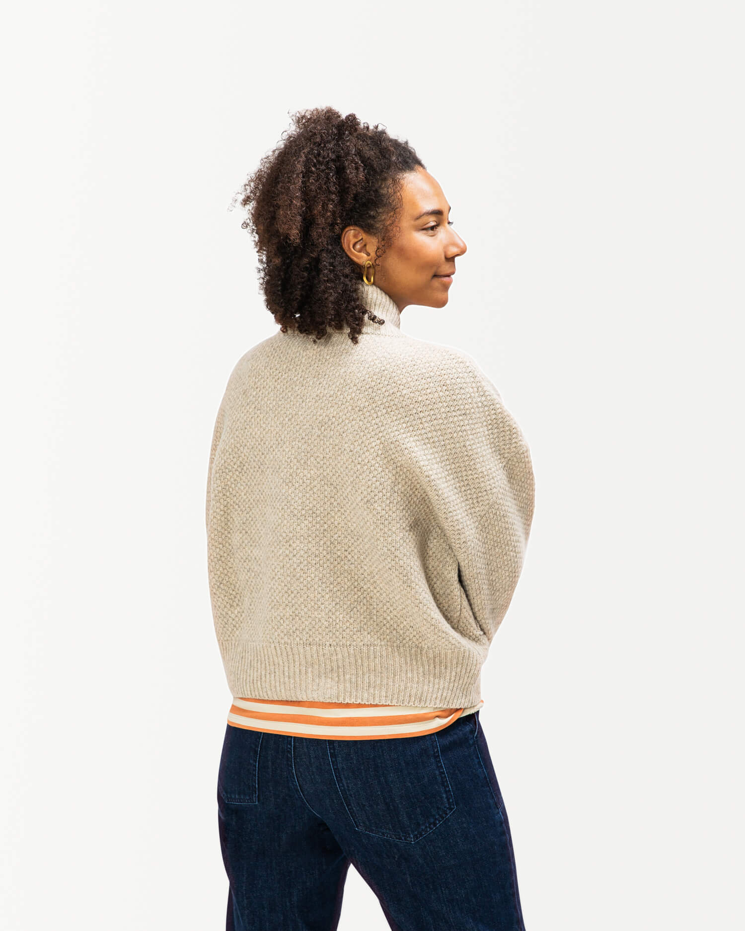 Beige wool bomber jacket made from 100% recycled raw materials by Matona