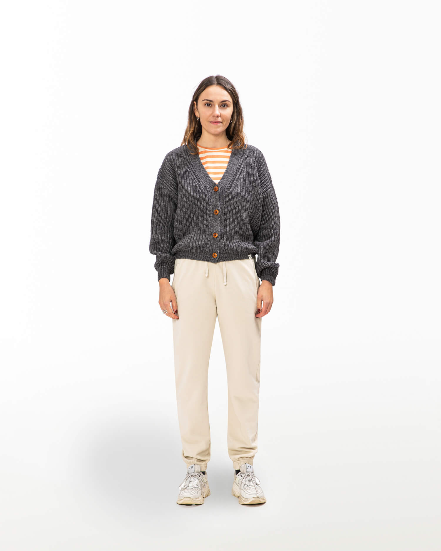 Dark grey cardigan made of organic cotton & merino wool by Matona