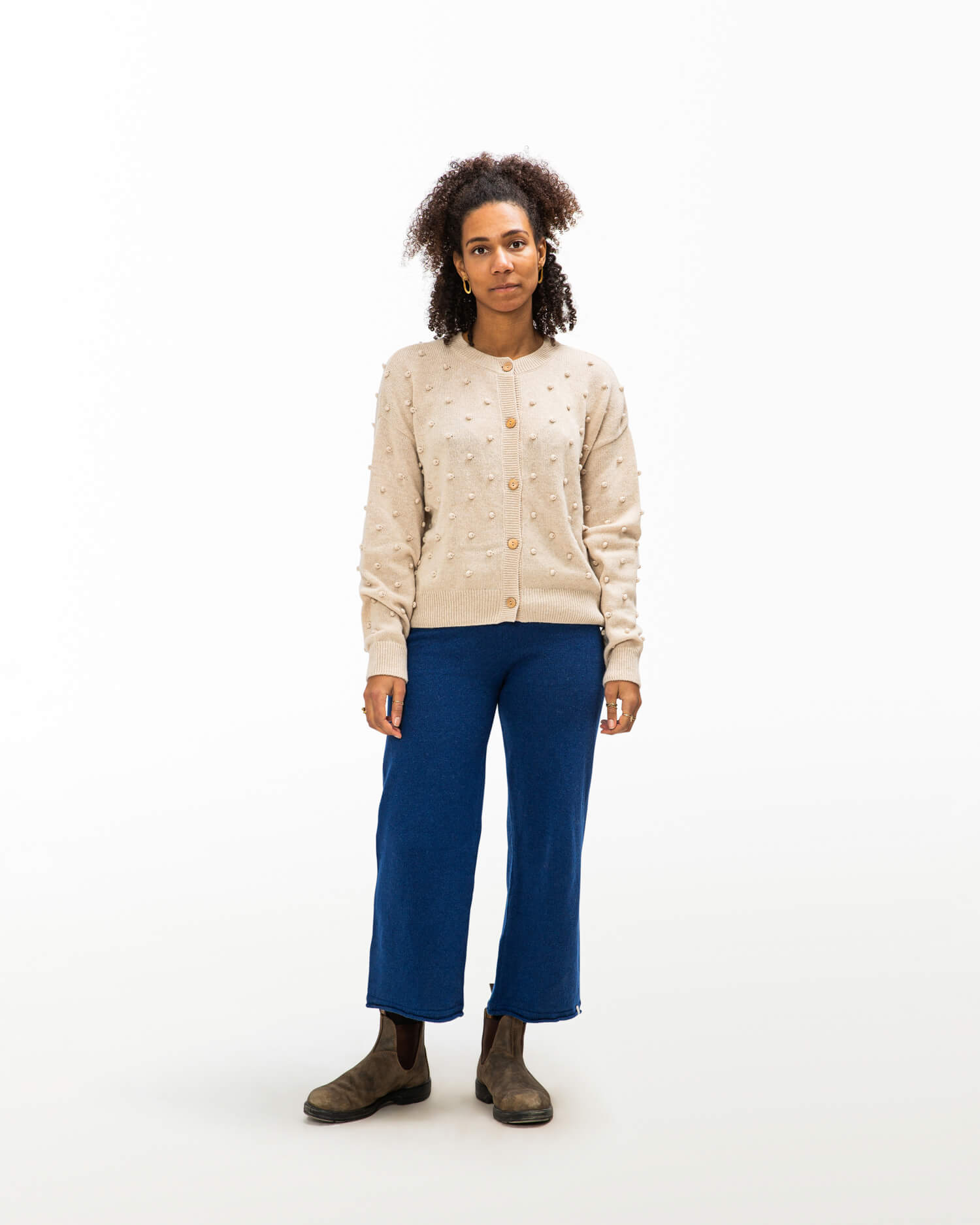 Cardigan Popcorn beige en laine recyclée de Matona
