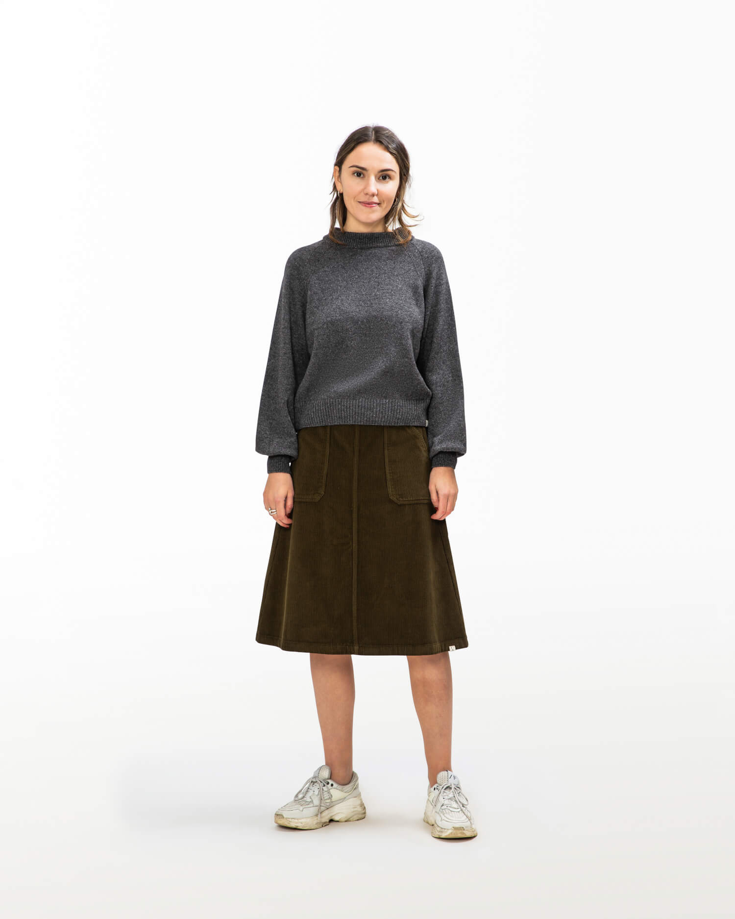 Grauer Pullover Raglan aus Bio-Baumwolle & Bio-Merinowolle von Matona